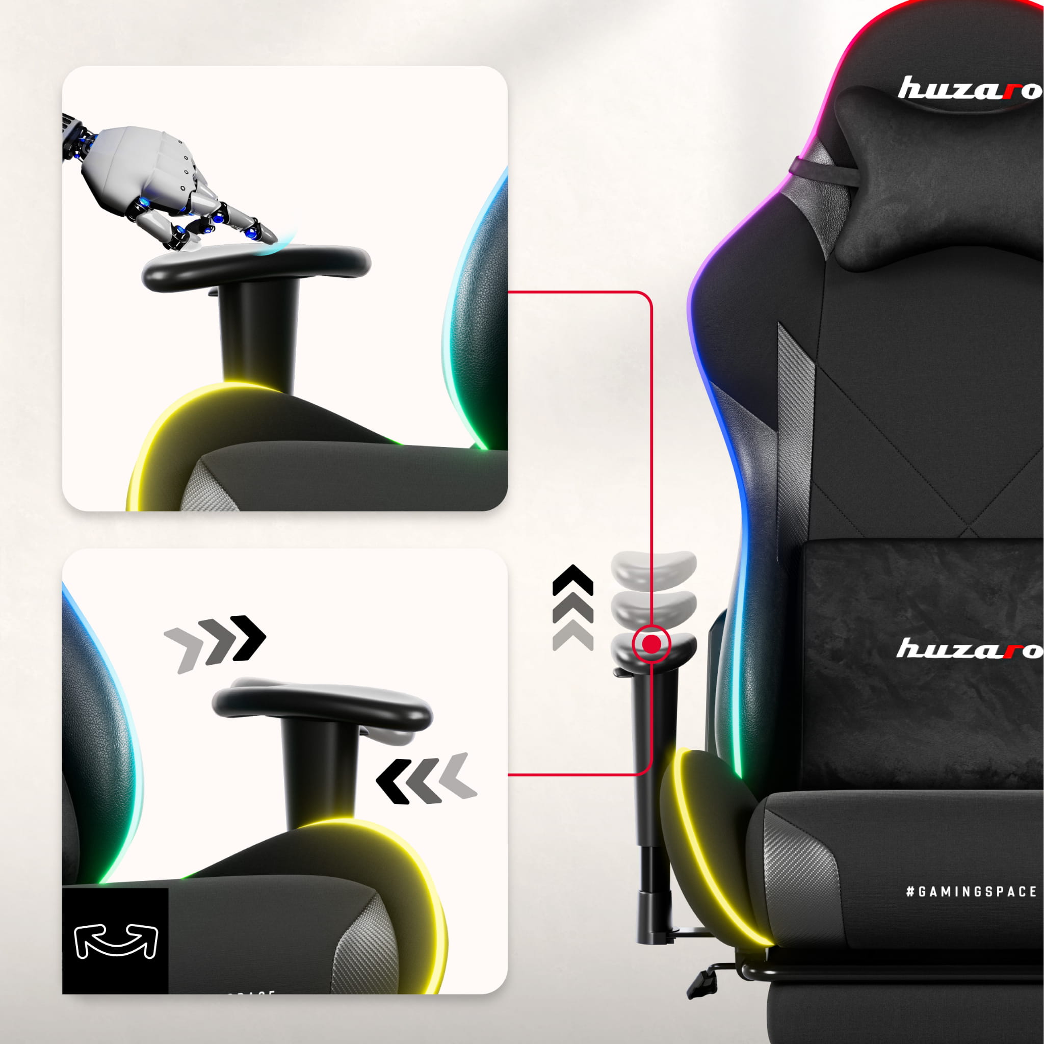Poltrona da gaming LED Huzaro Force 5.7 Black RGB