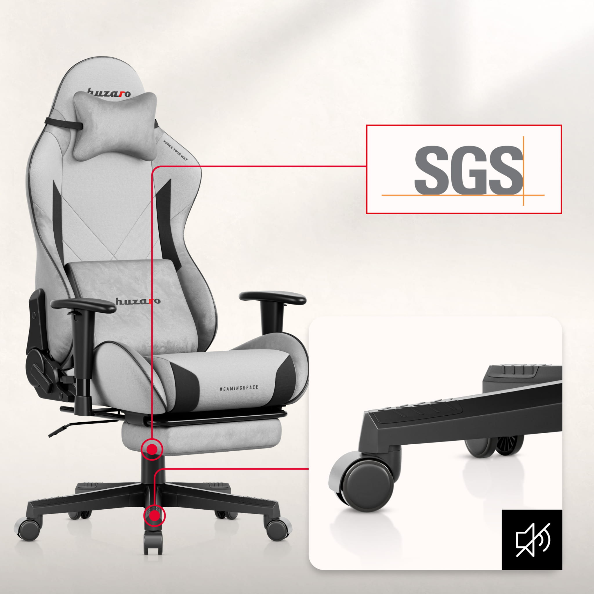 Poltrona da gaming Huzaro Force 5.7 Grey