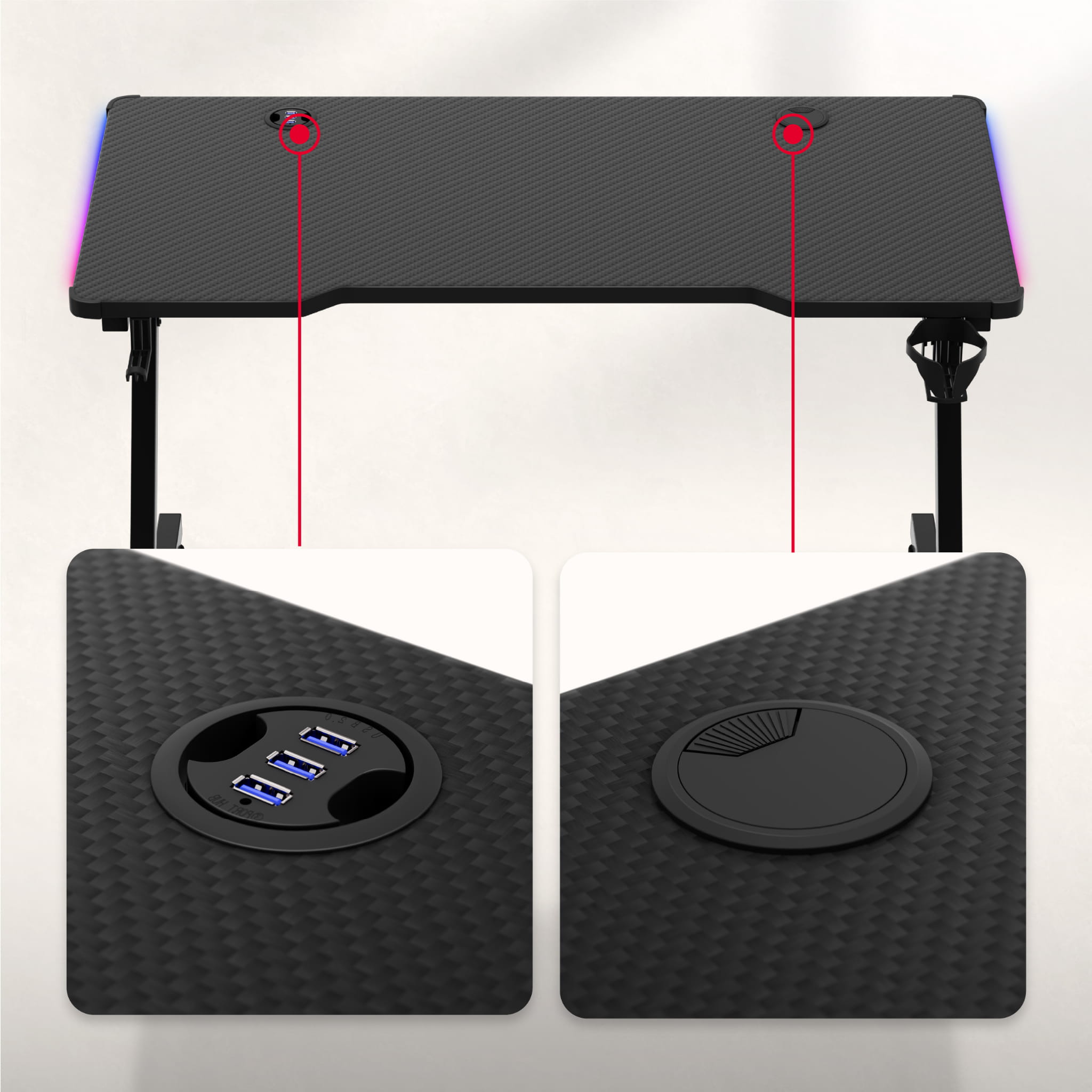 Scrivania da gaming Huzaro Hero 2.5 RGB LED 120 cm