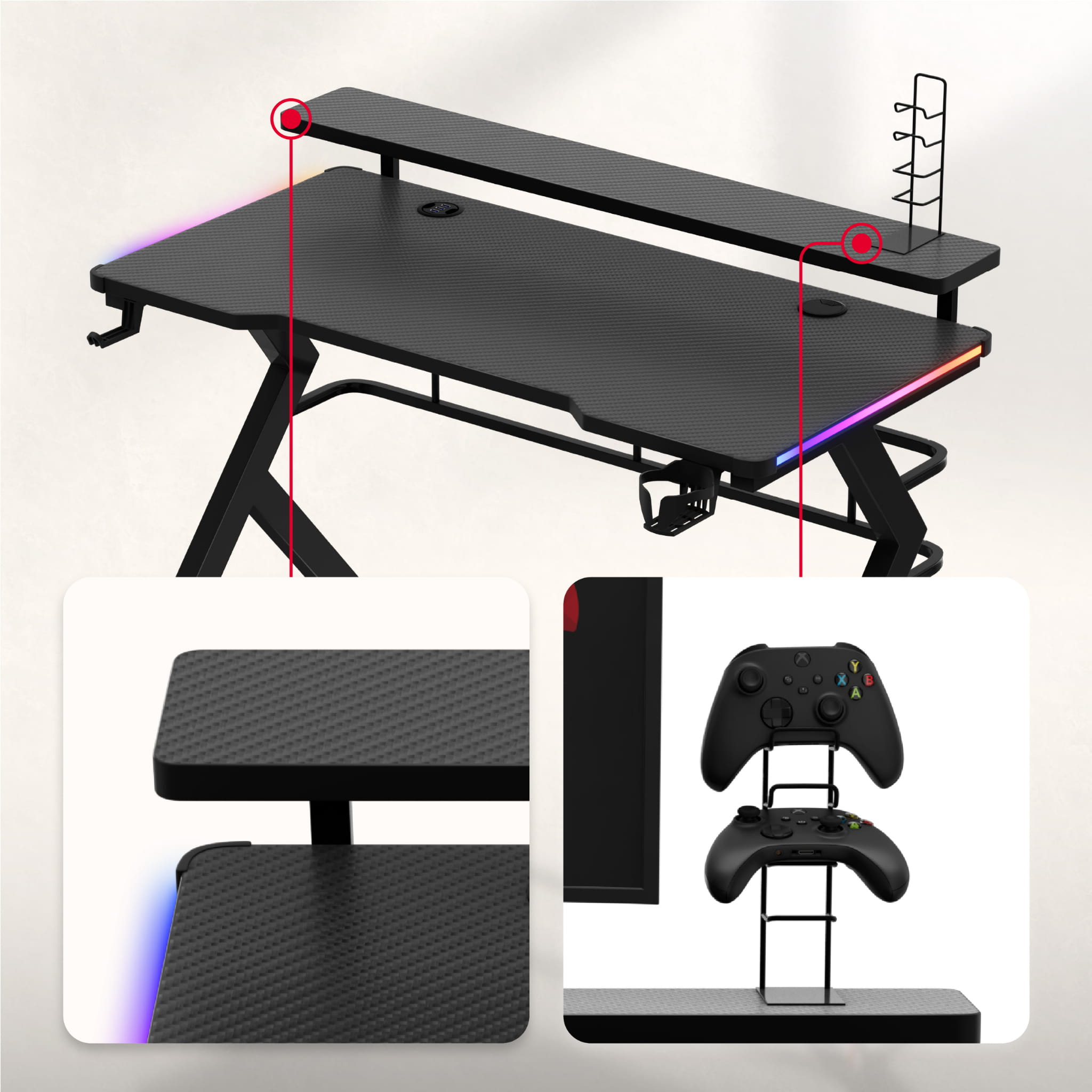 Scrivania da gaming Huzaro Hero 5.0 RGB LED 120 cm
