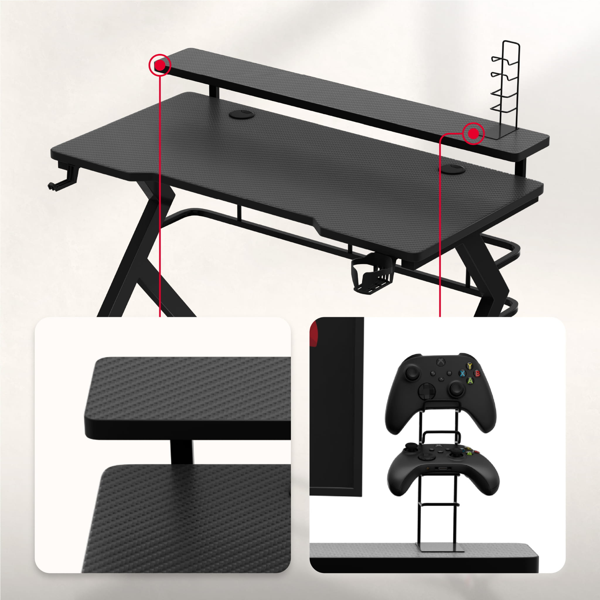 Scrivania da gaming Huzaro Hero 5.0 Black 120 cm