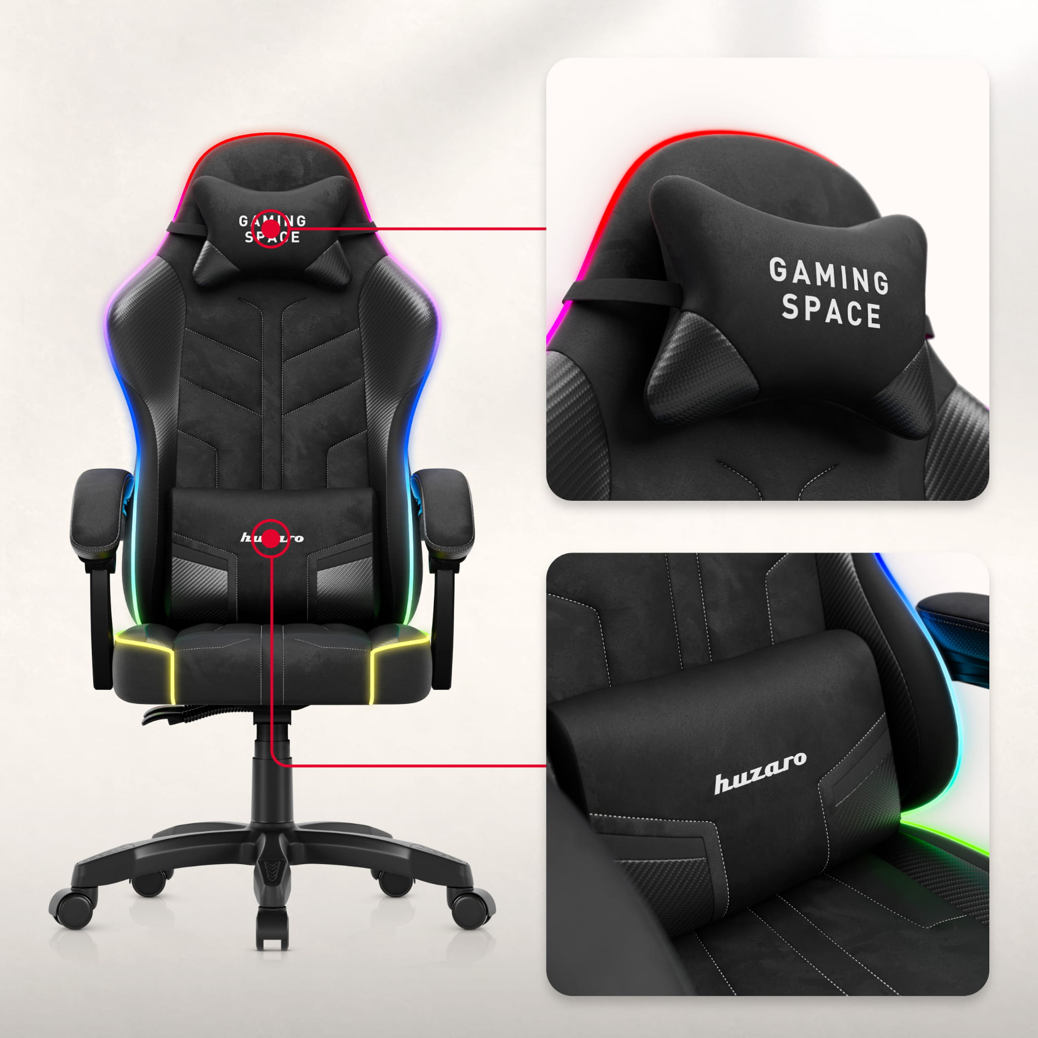 Poltrona da gaming in velluto Huzaro Force 2.7 RGB Black