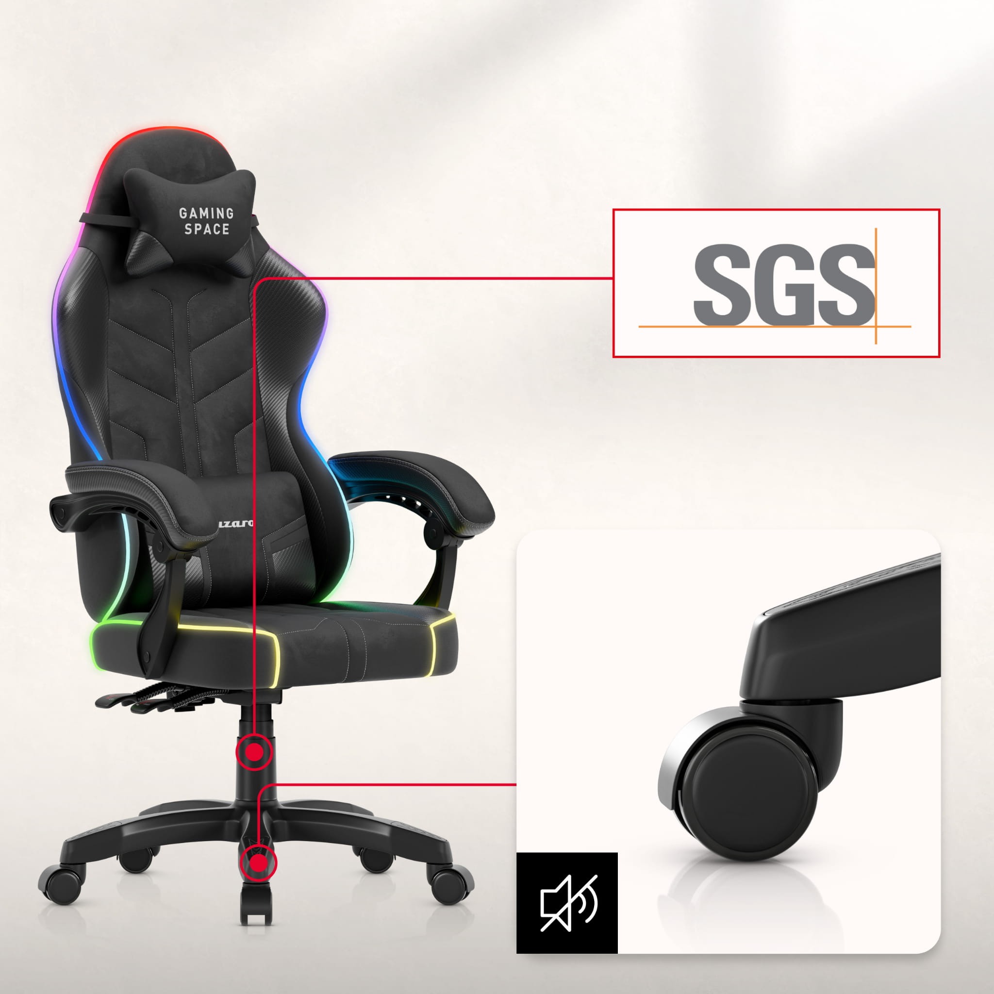 Poltrona da gaming in velluto Huzaro Force 2.7 RGB Black