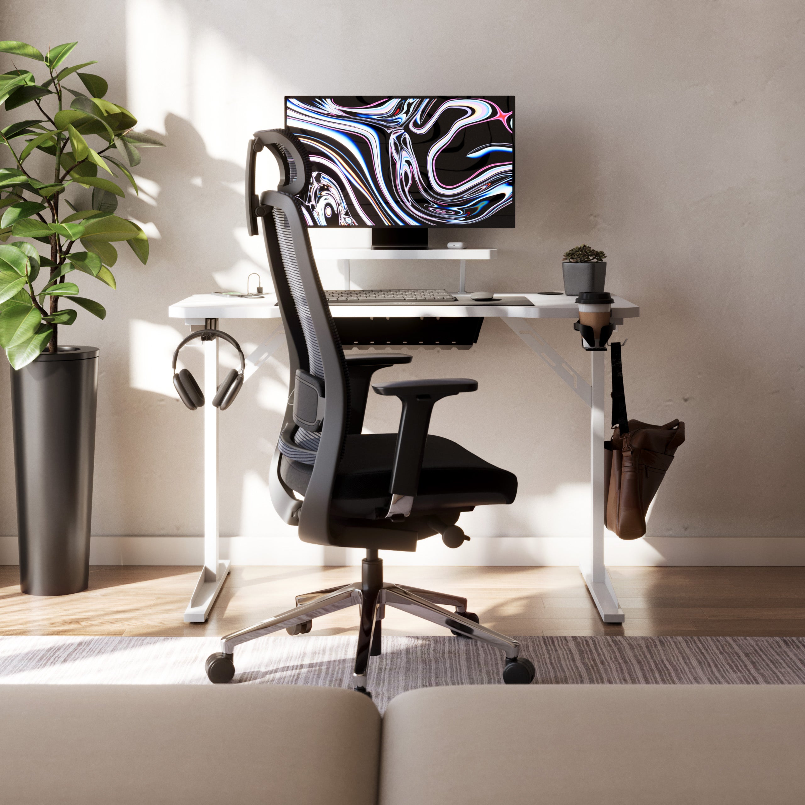 Scrivania per computer con ripiano Mark Adler Leader 5.1 White 115 cm
