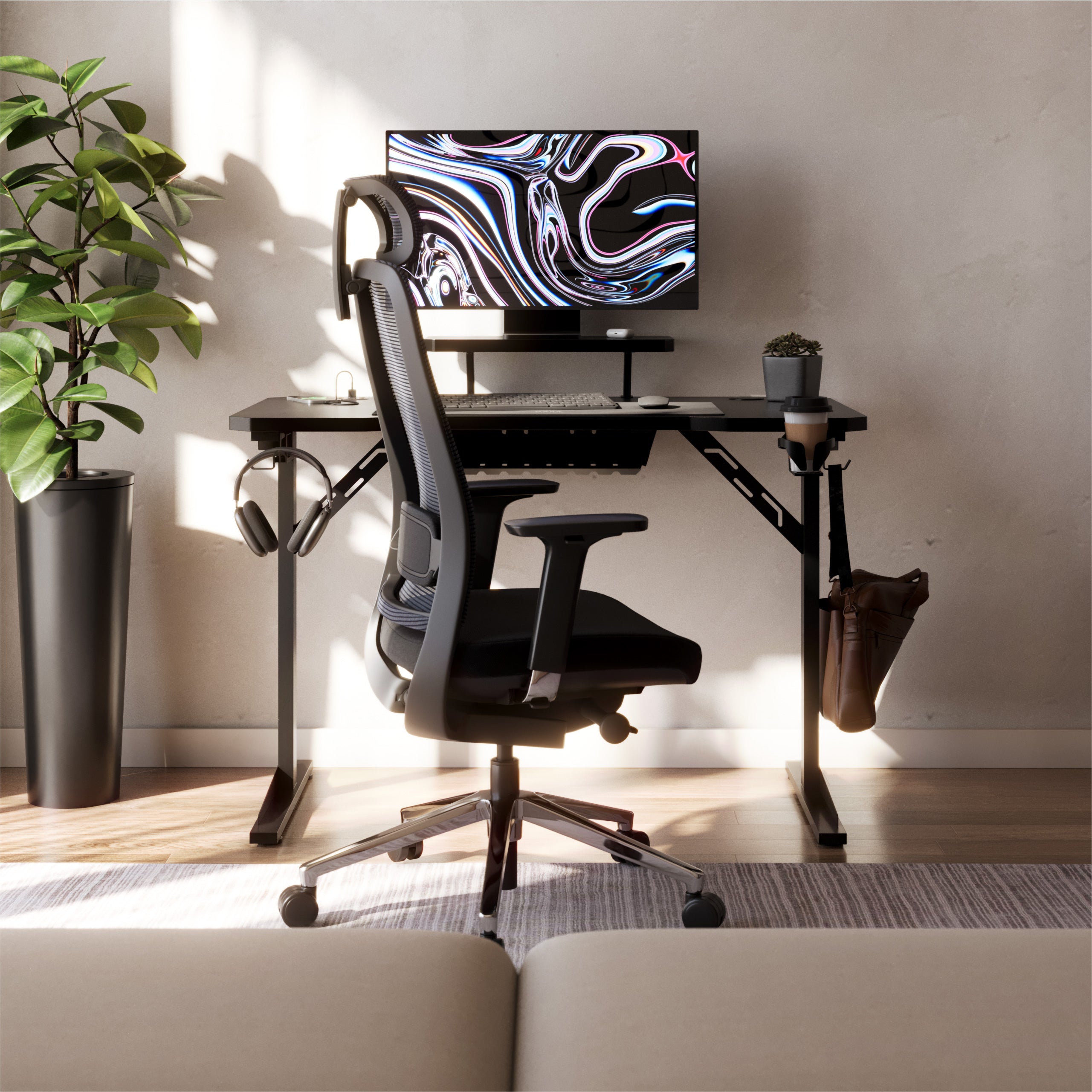 Scrivania per computer con ripiano Mark Adler Leader 5.1 Black  115 cm