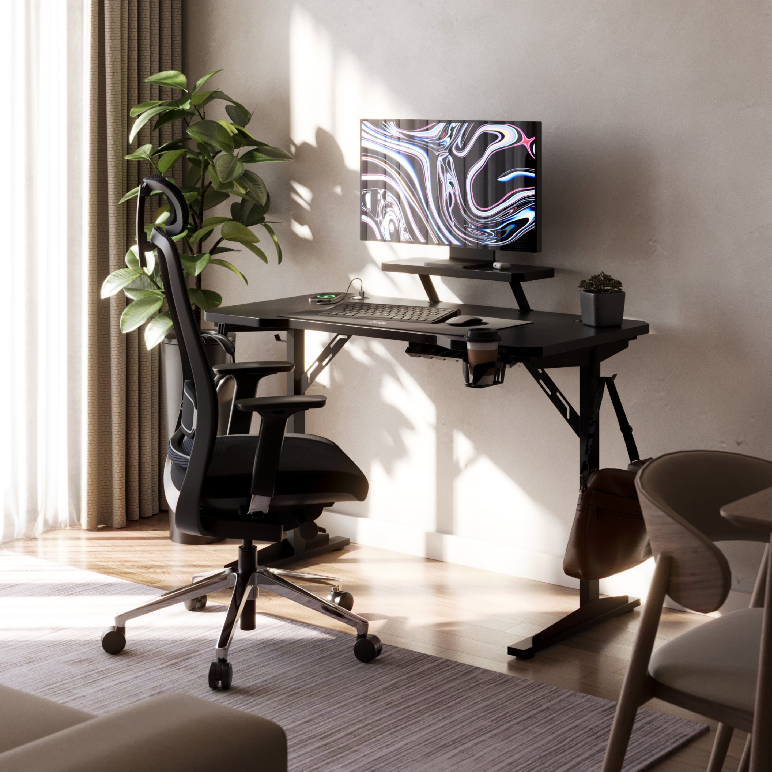 Scrivania per computer con ripiano Mark Adler Leader 5.1 Black  115 cm