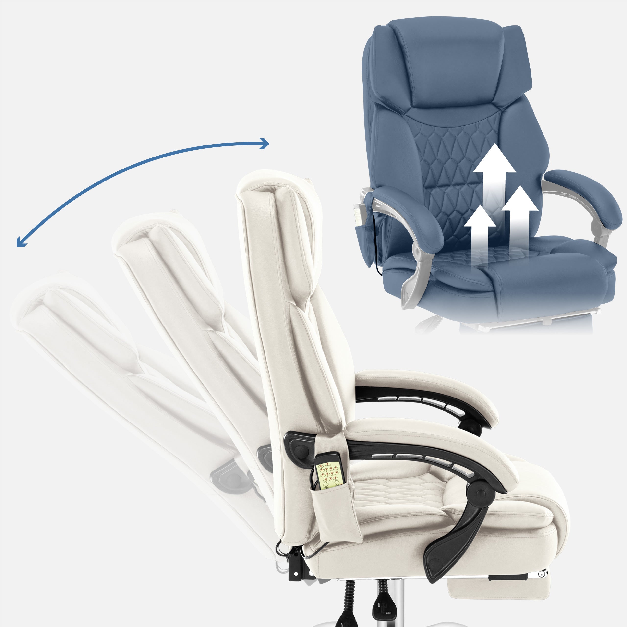 Poltrona da ufficio con funzione massaggio e poggiapiedi Mark Adler Boss 6.0 Beige