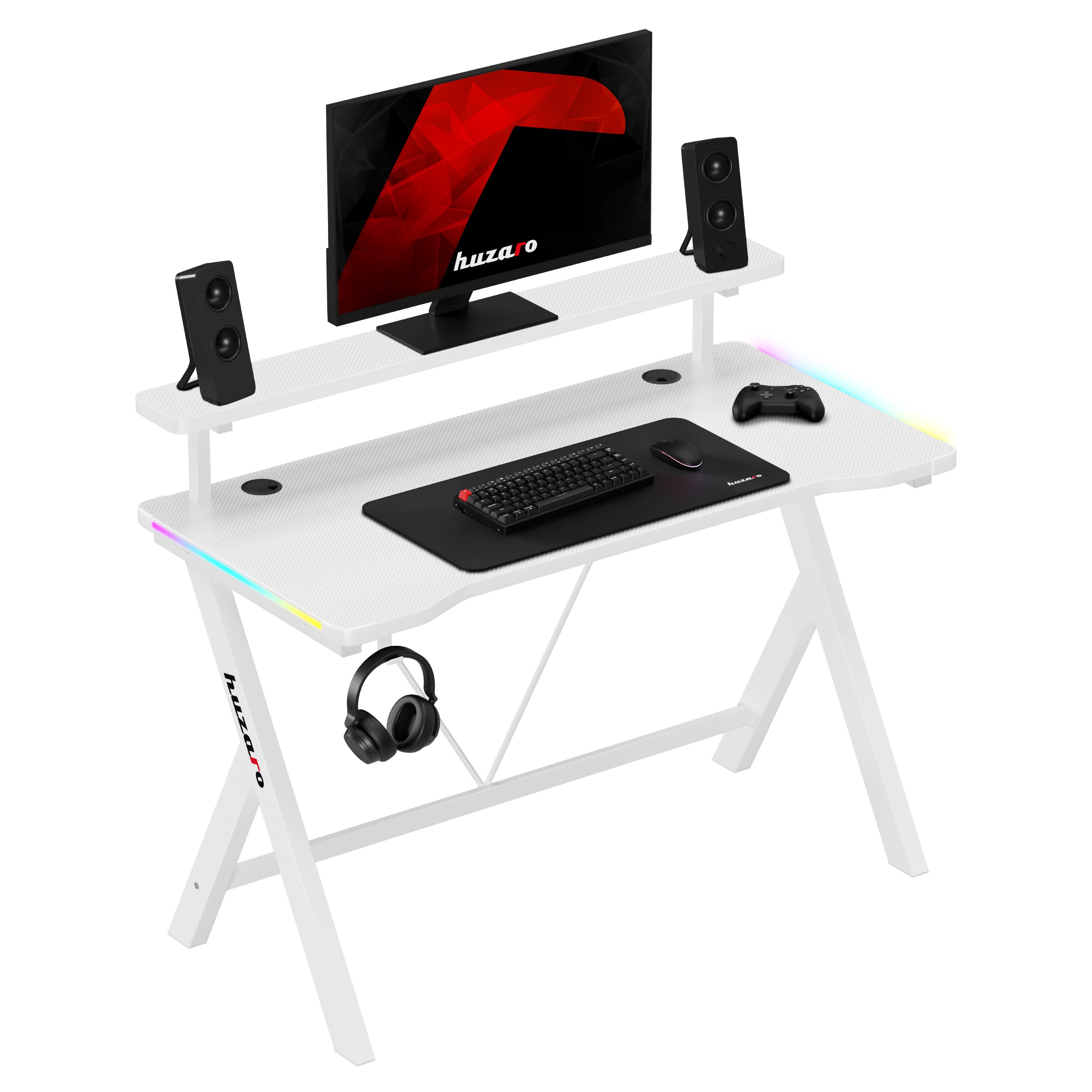 Scrivania da gaming LED Huzaro Hero 1.9 RGB White 120 cm