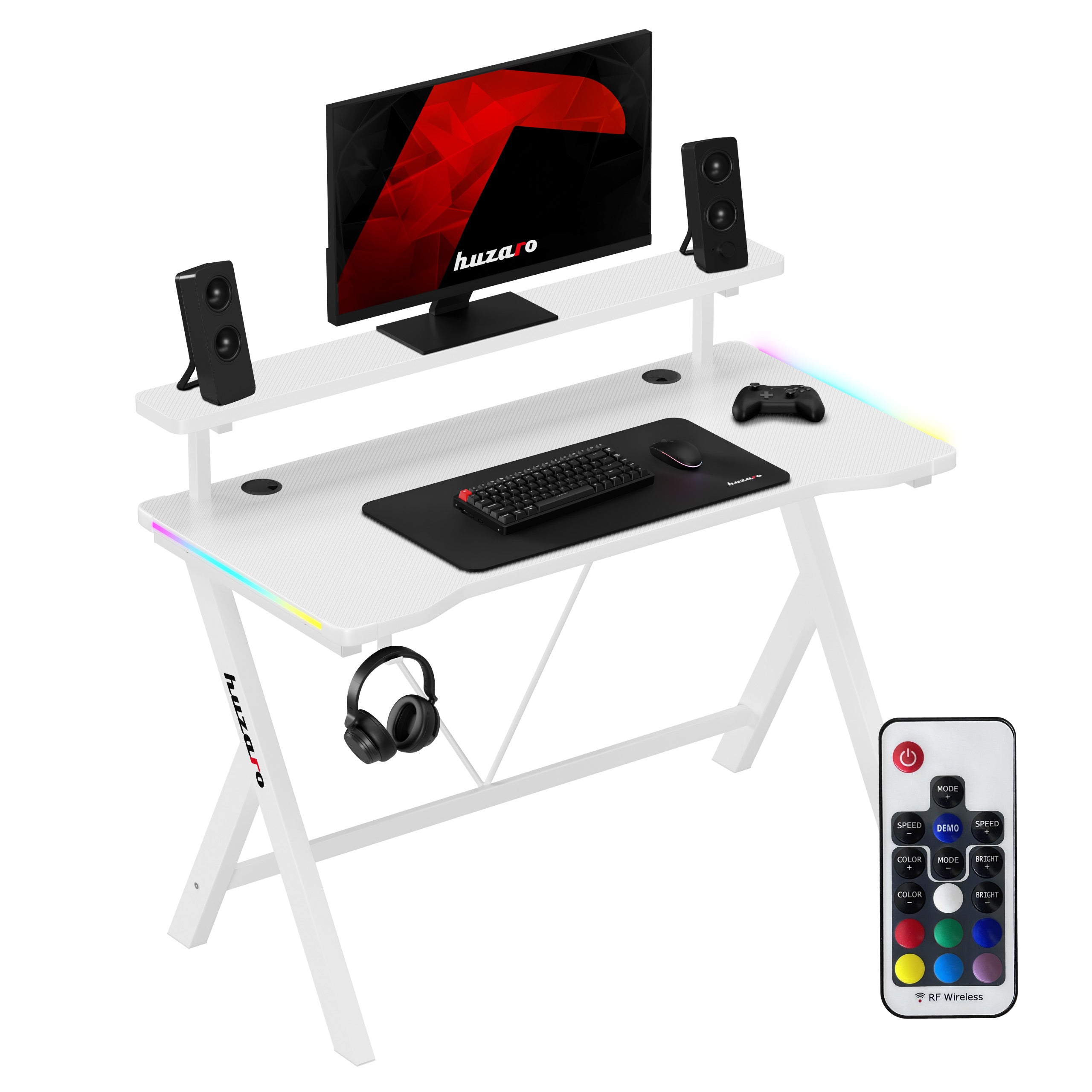 Scrivania da gaming LED Huzaro Hero 1.9 RGB White 120 cm