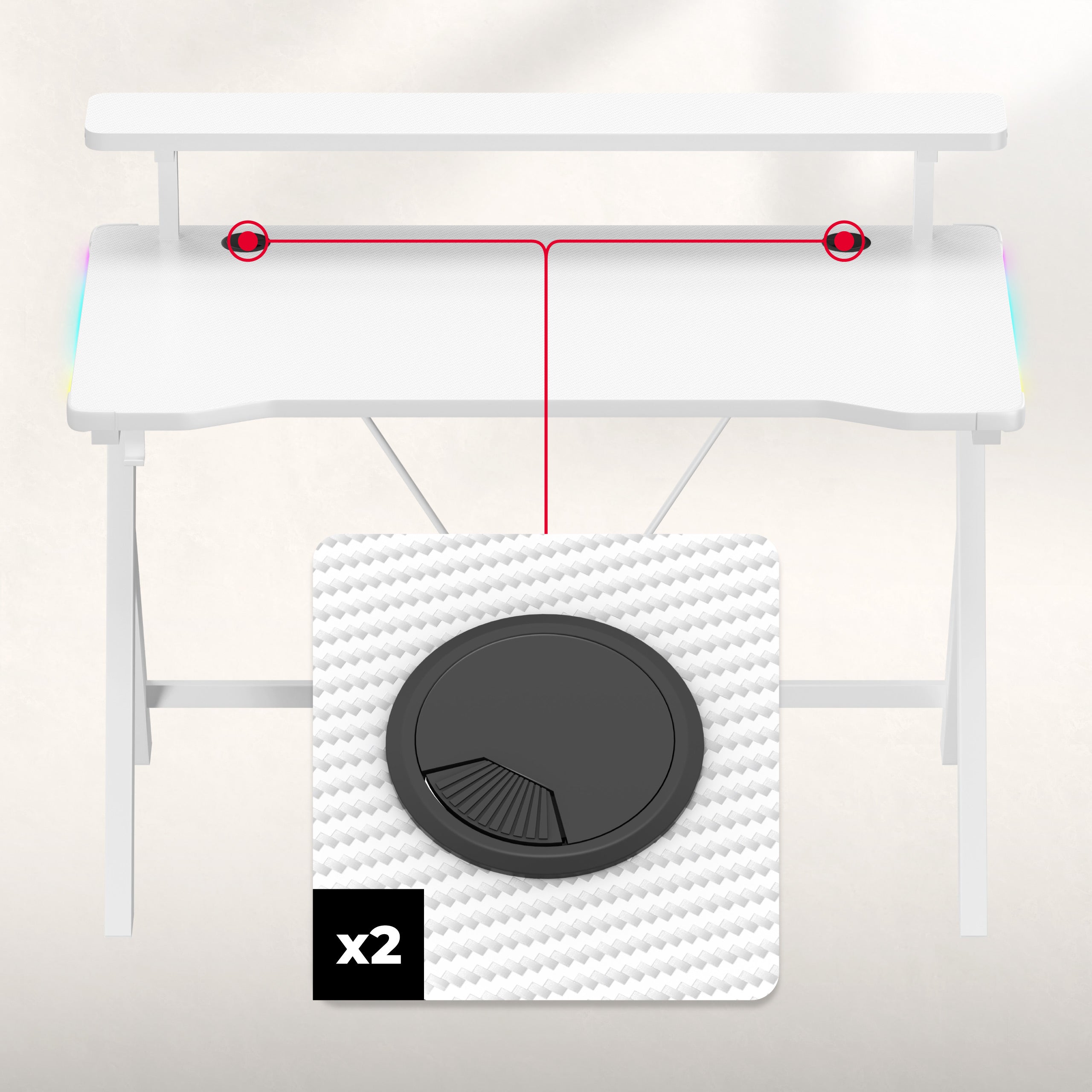 Scrivania da gaming LED Huzaro Hero 1.9 RGB White 120 cm