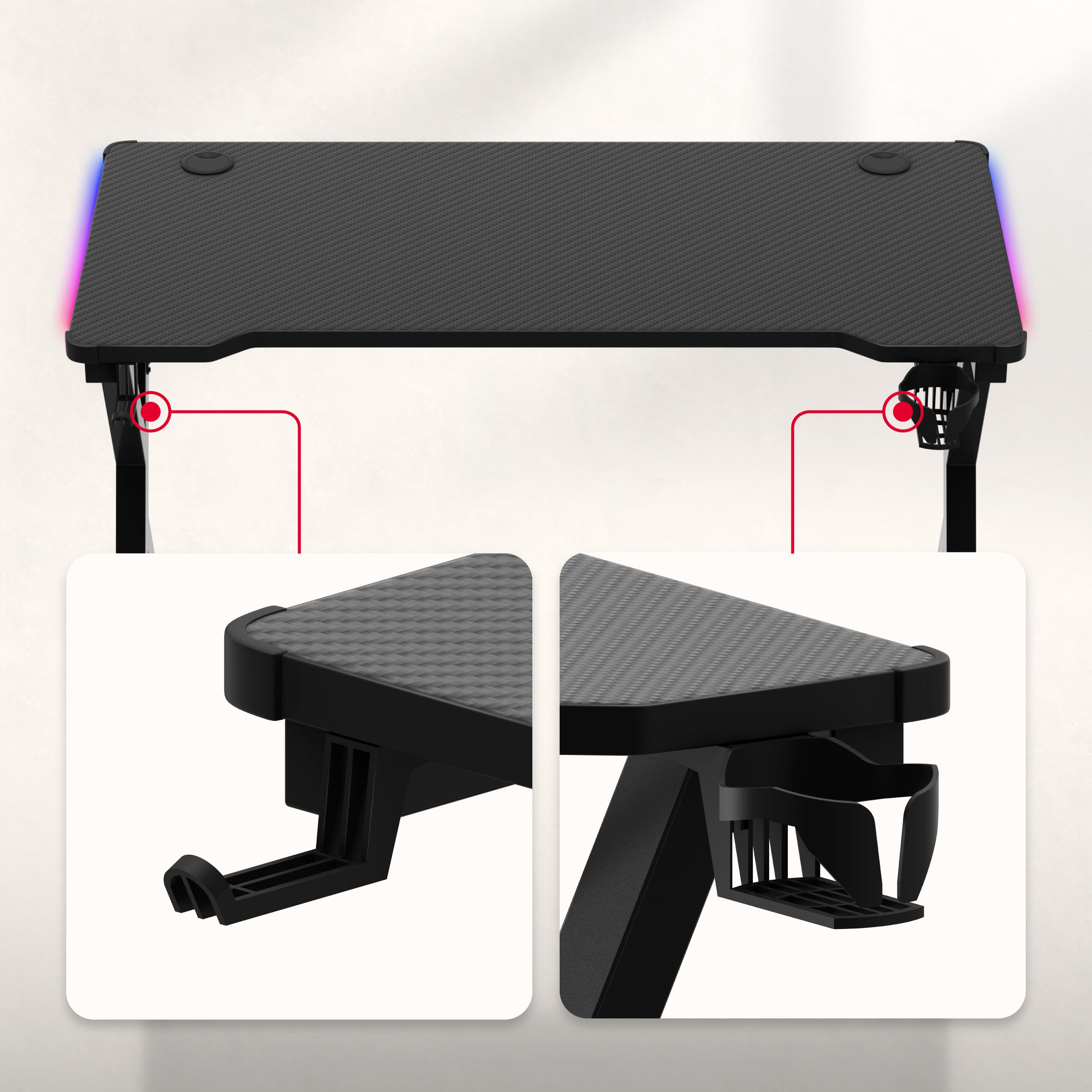 Scrivania da gaming LED Huzaro Hero 2.3 RGB da 120 cm
