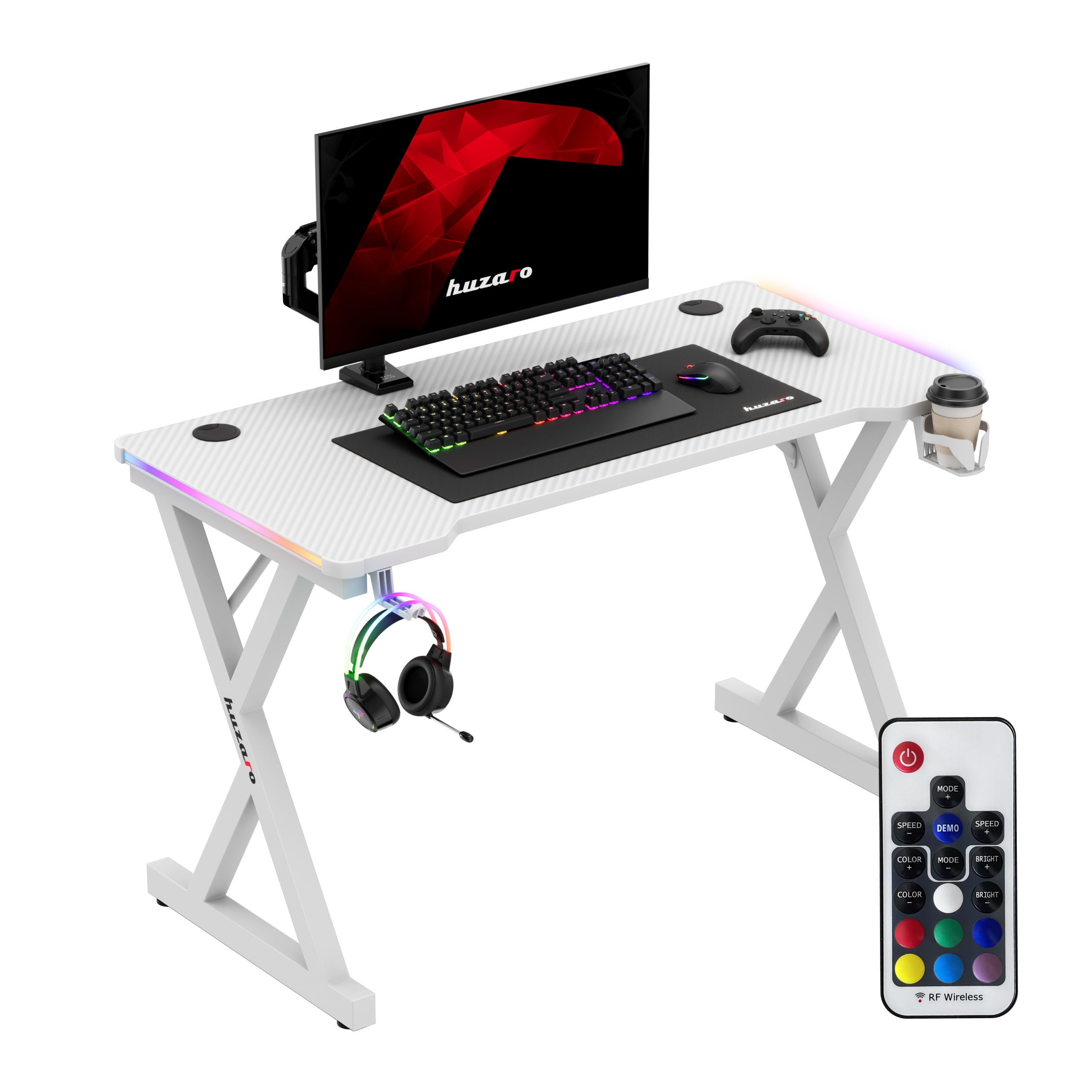 Scrivania da gaming LED Huzaro Hero 2.3 RGB White 120 cm