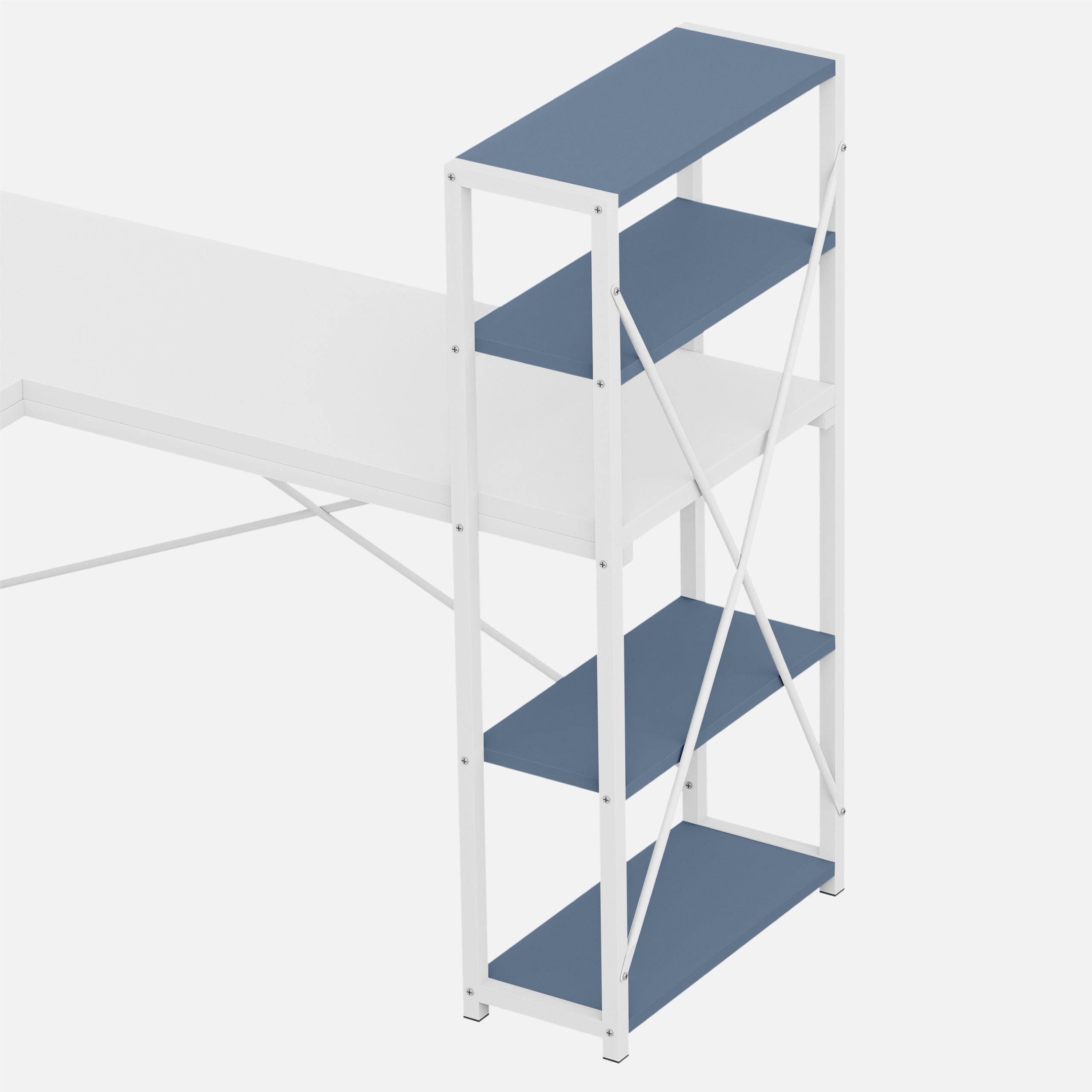 Scrivania angolare con ripiani Mark Adler Leader 5.9 White 145 cm