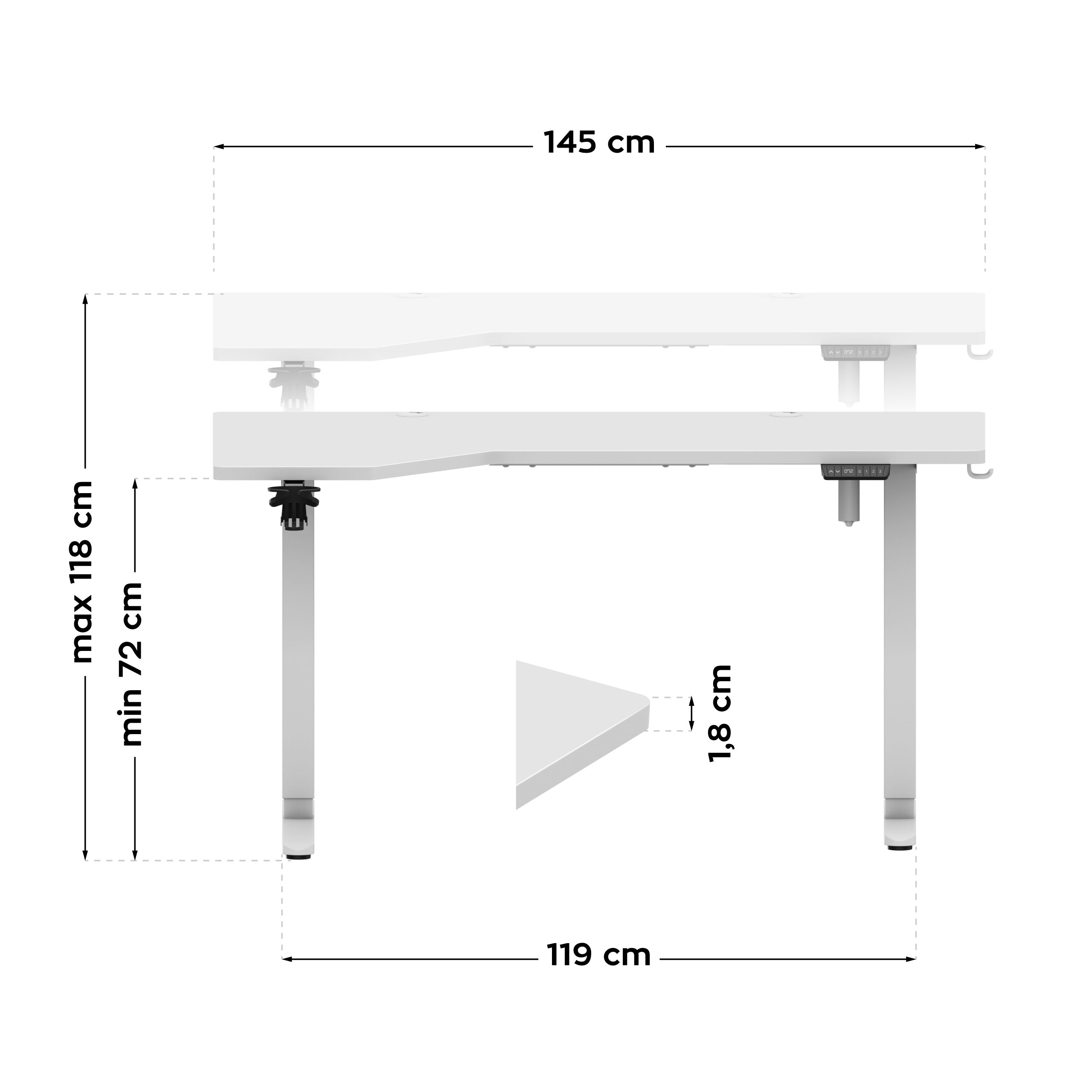 Scrivania regolabile elettricamente Mark Adler Leader 9.1 White 145 cm