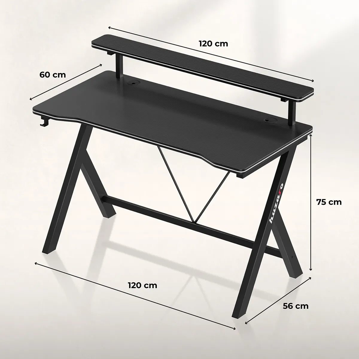 Scrivania da gaming da 120 cm Huzaro Hero 1.9 Black