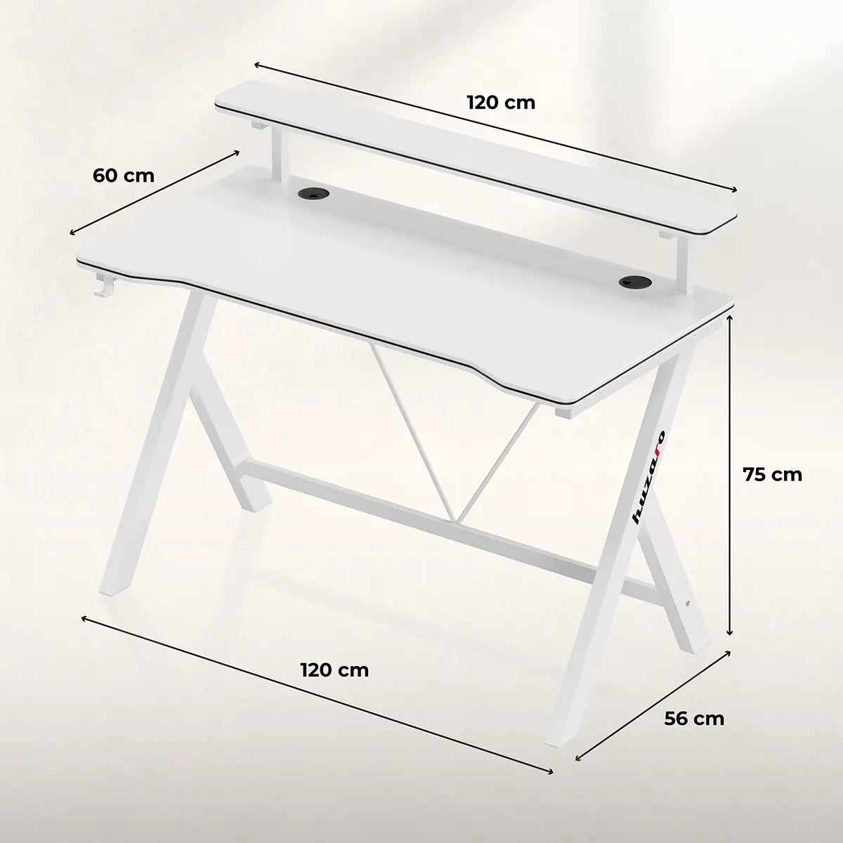 Scrivania da gaming da 120 cm Huzaro Hero 1.9 White