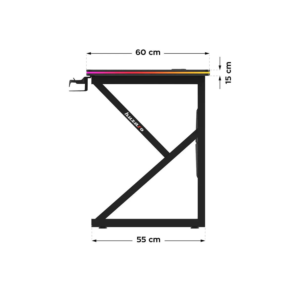 Scrivania da gaming Huzaro Hero 1.7 RGB Black 120 cm