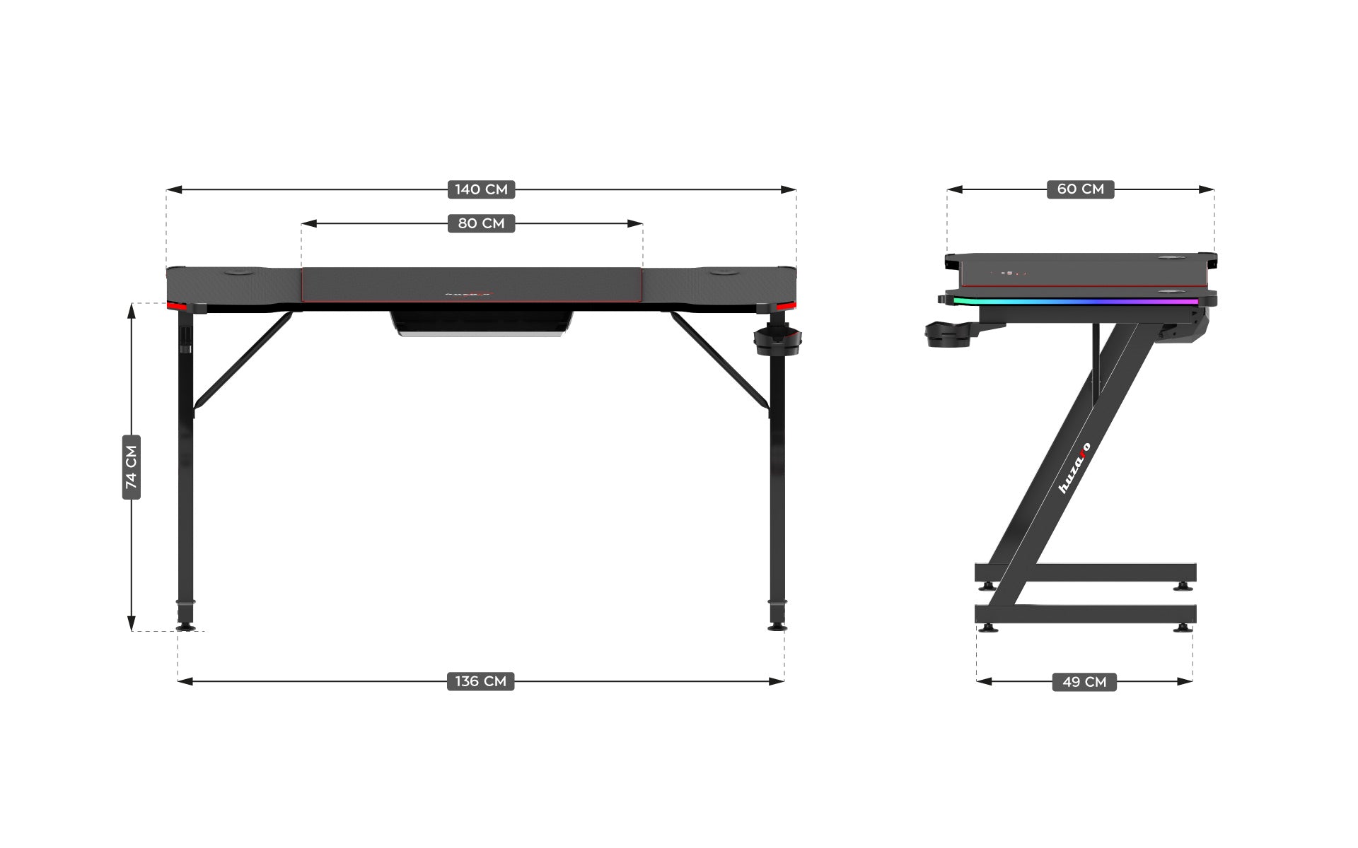 Scrivania da gaming Huzaro Hero 3.3 RGB 140 cm