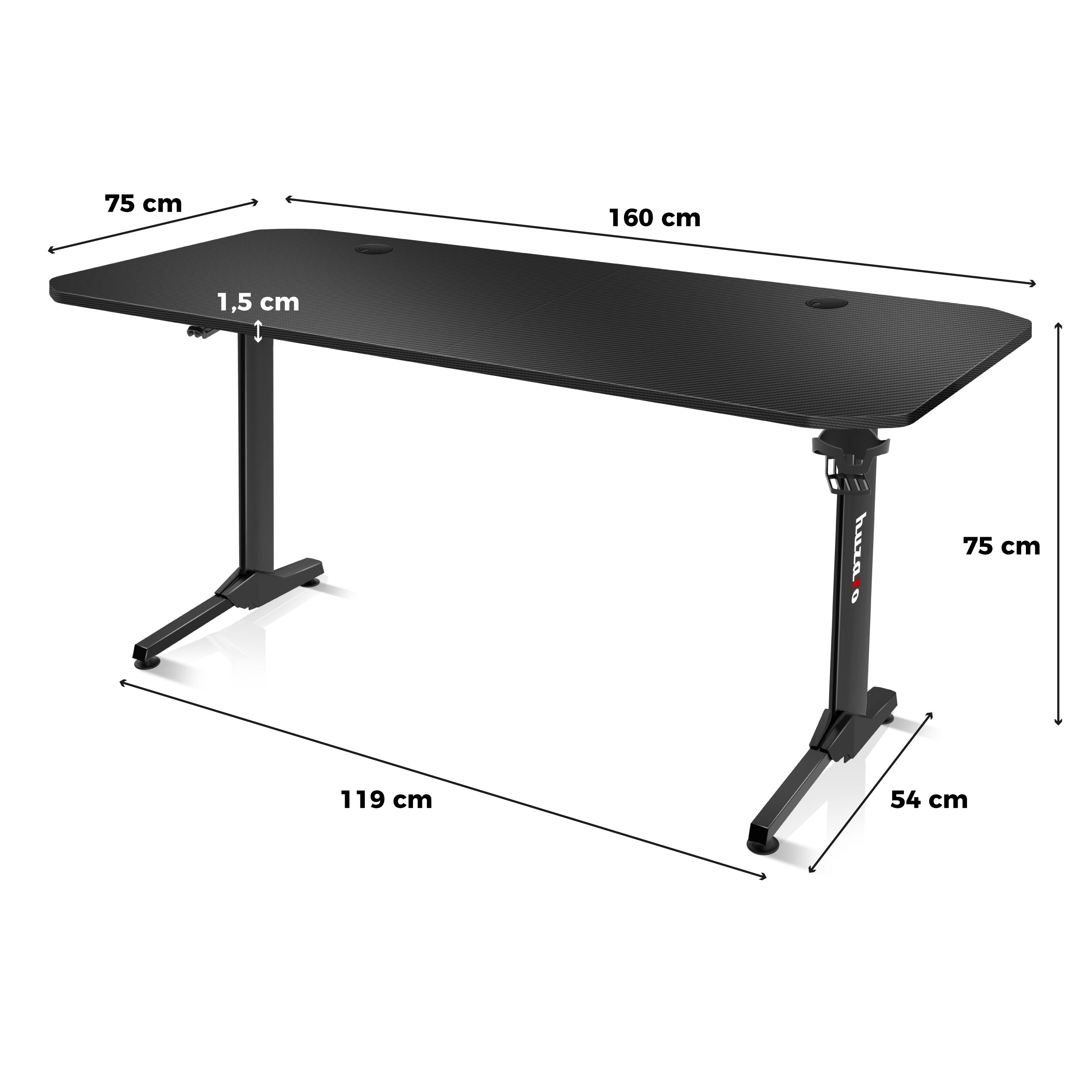 Scrivania da gaming Huzaro Hero 4.7 Black 160 cm