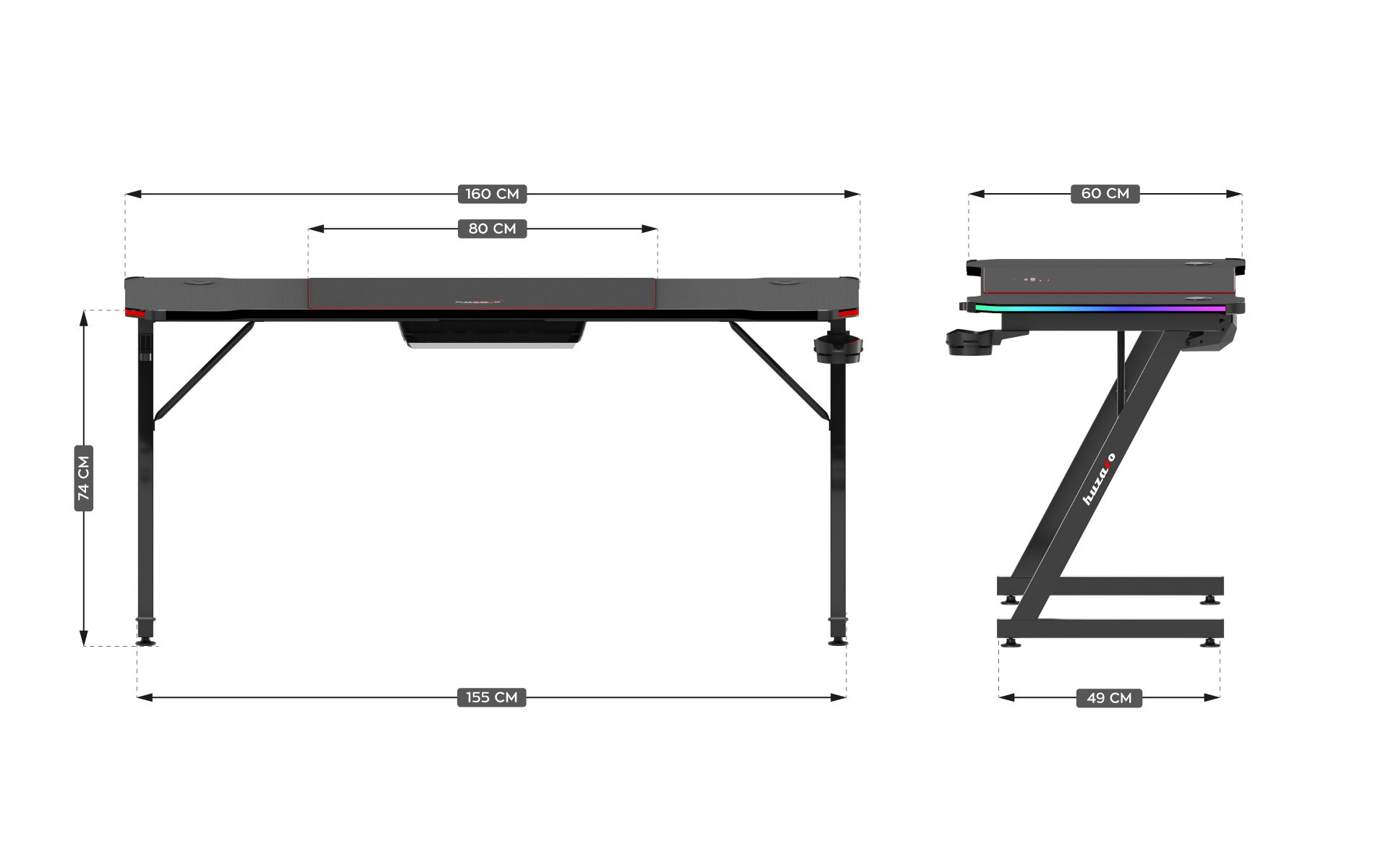 Scrivania da gaming Huzaro Hero 4.8 RGB 160 cm