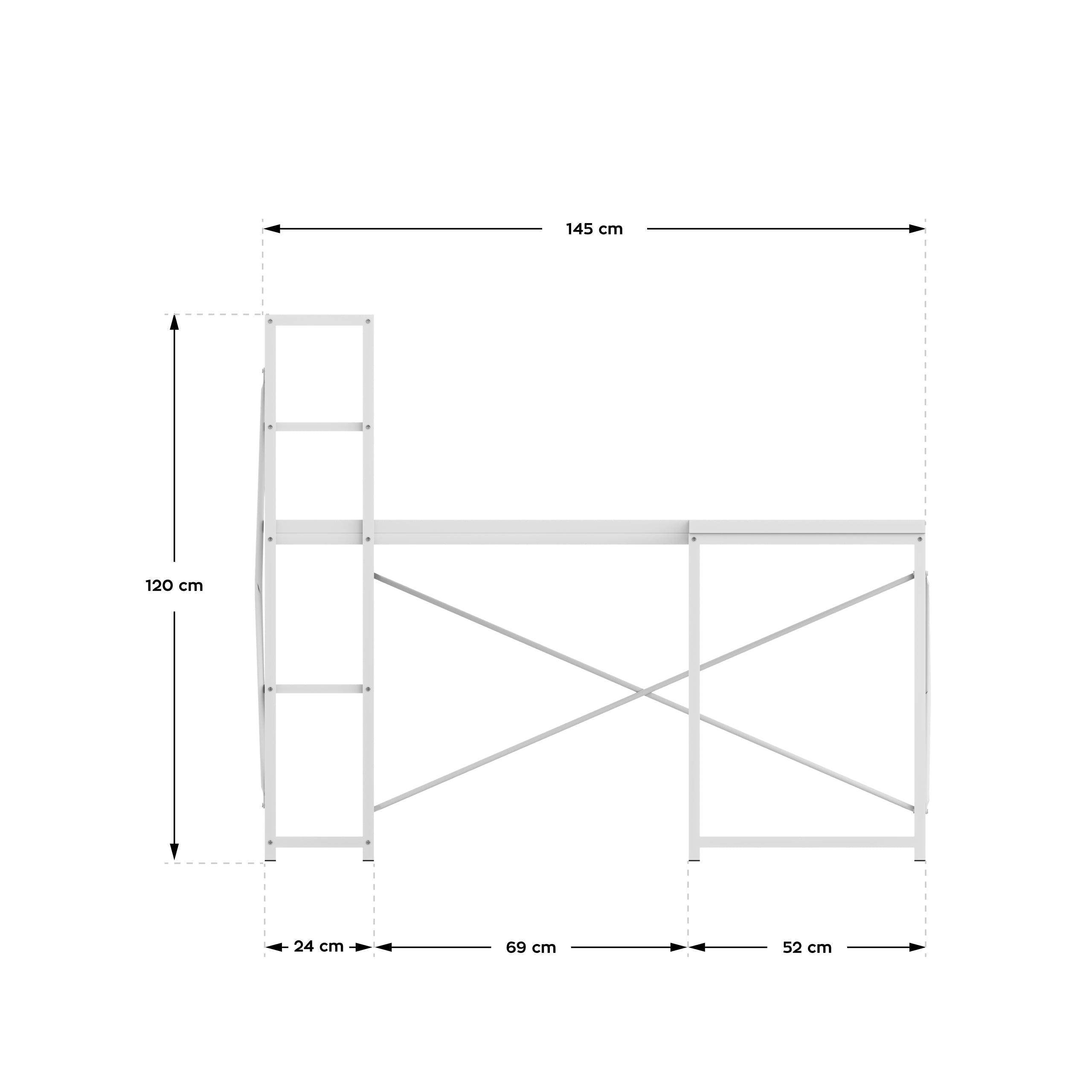 Scrivania angolare con ripiani Mark Adler Leader 5.9 White 145 cm