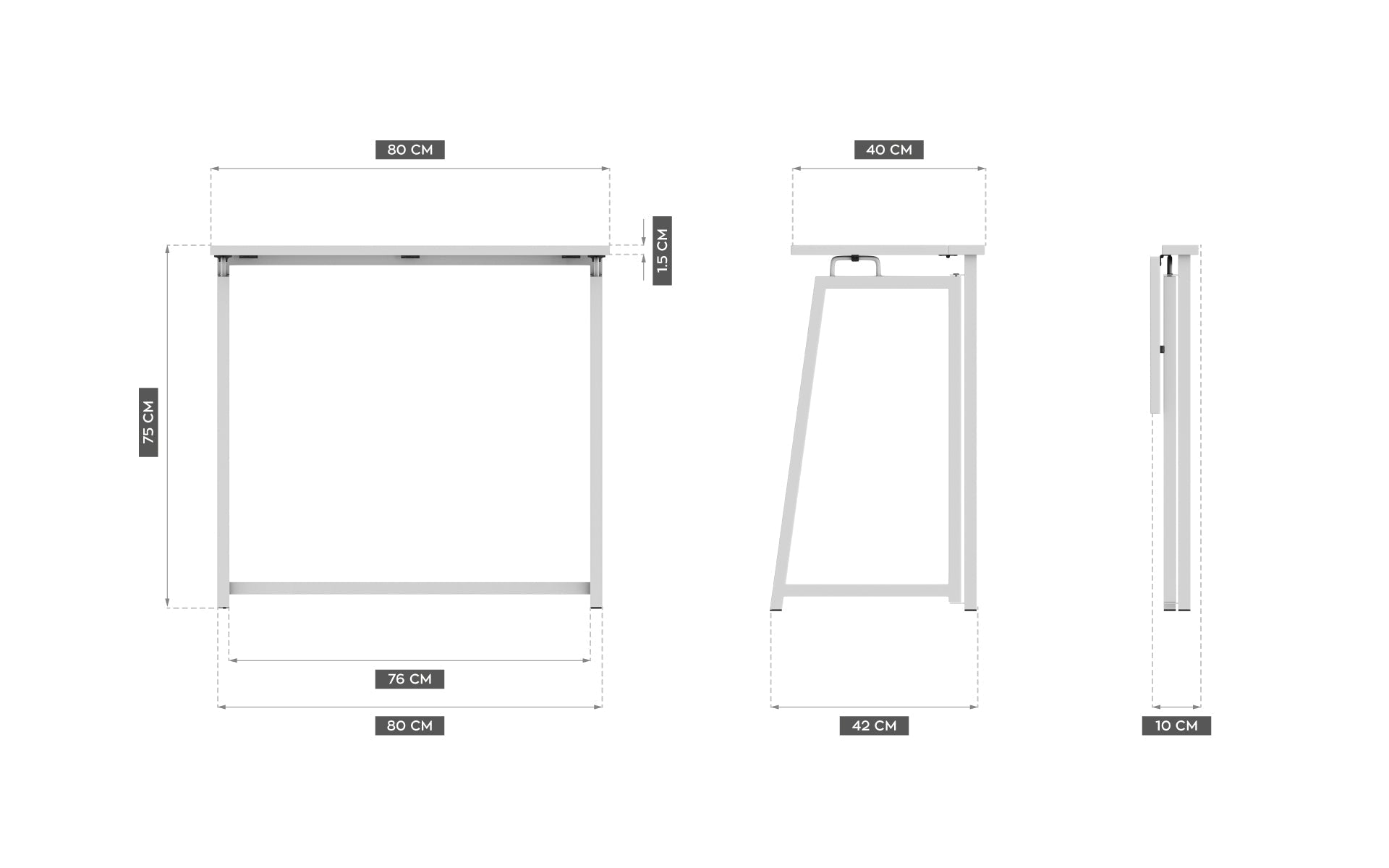 Scrivania pieghevole Mark Adler Leader 1.5 White 80 cm