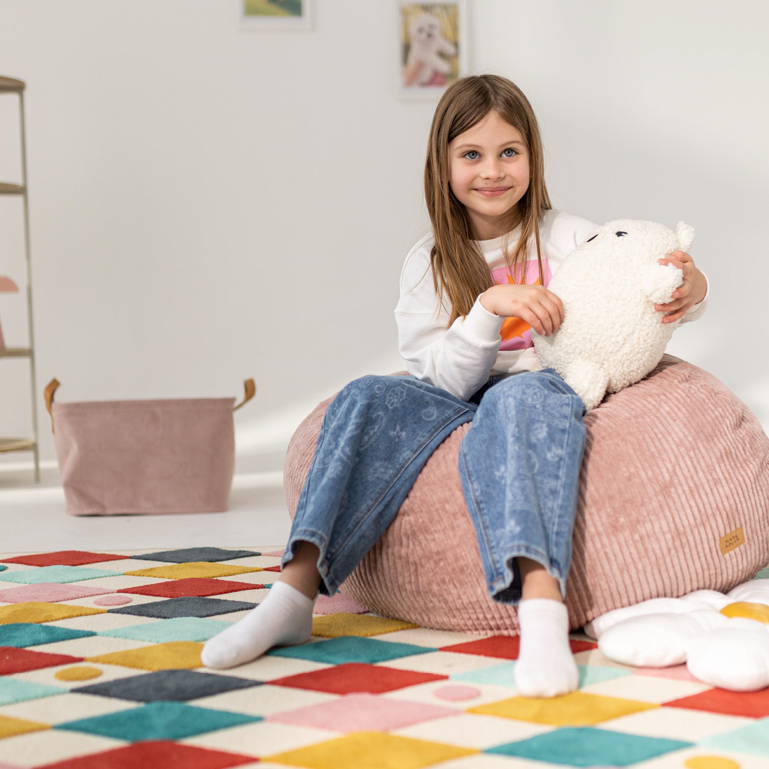 Pouf a sacco in velluto a coste rosa Mark Adler Comfy 1.0 Pink