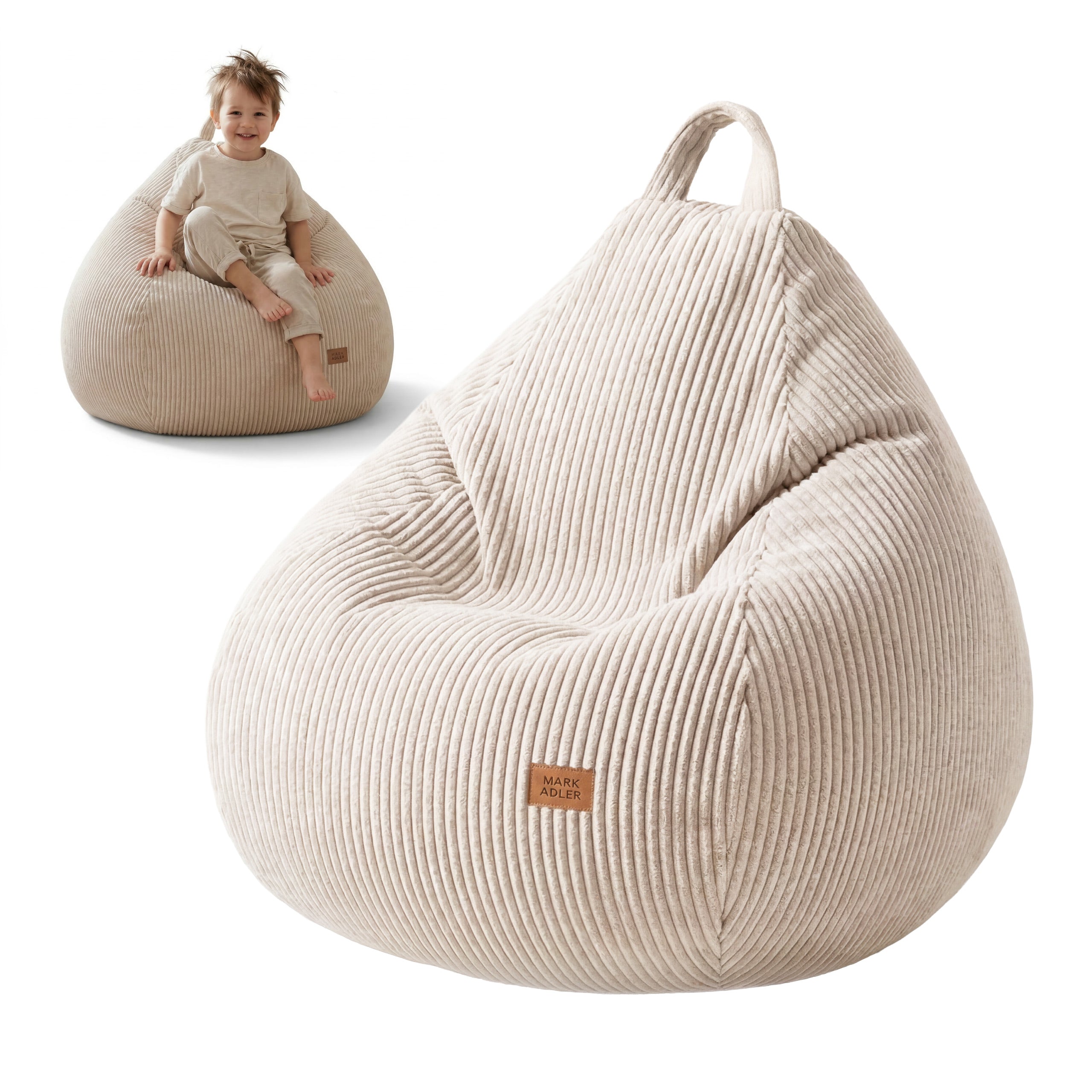 Pouf a sacco in velluto a coste beige Mark Adler Comfy 1.0 Beige