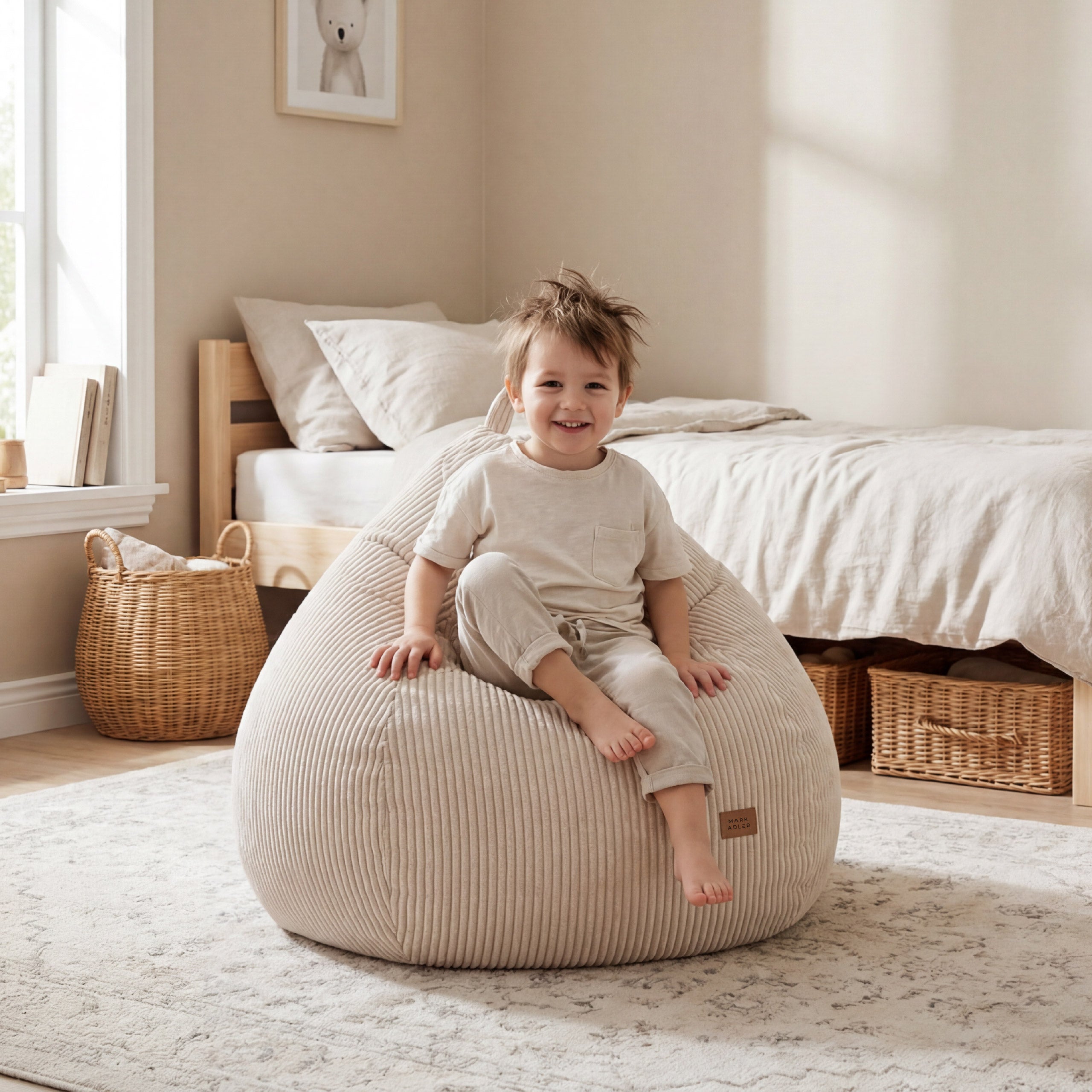 Pouf a sacco in velluto a coste beige Mark Adler Comfy 1.0 Beige