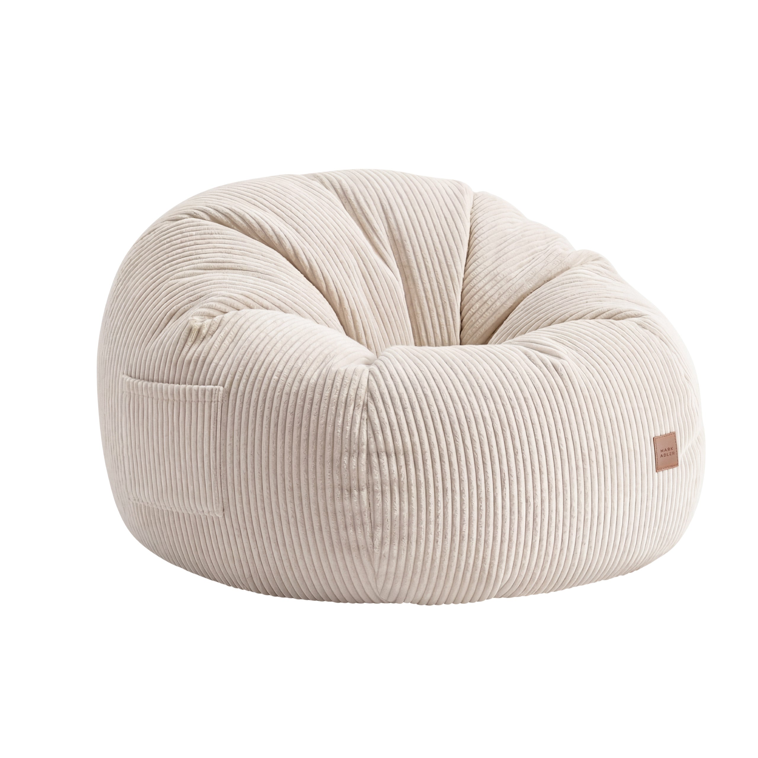Poltrona-pouf in velluto a coste con poggiapiedi Mark Adler Comfy 3.0 Beige