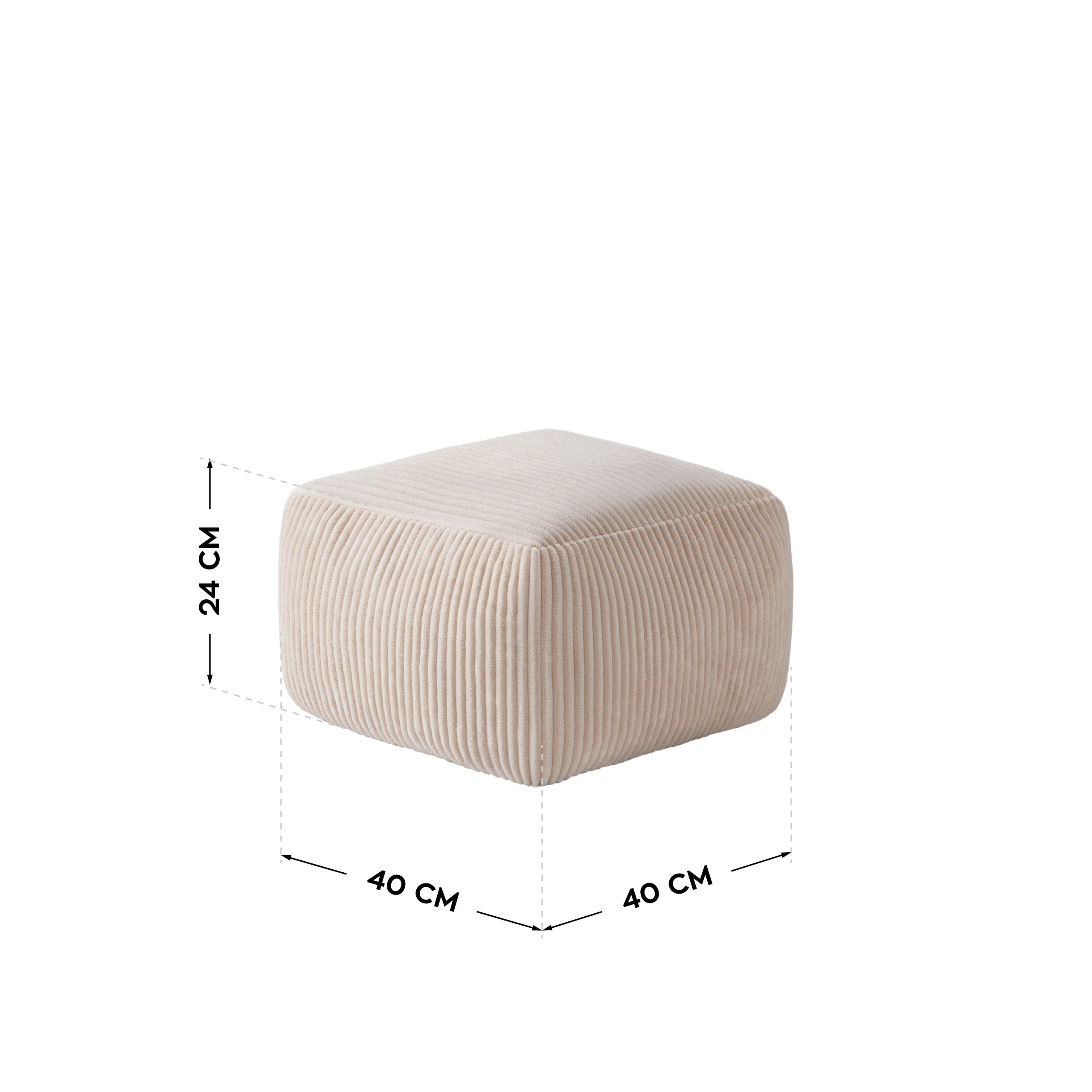Poltrona-pouf in velluto a coste con poggiapiedi Mark Adler Comfy 3.0 Beige