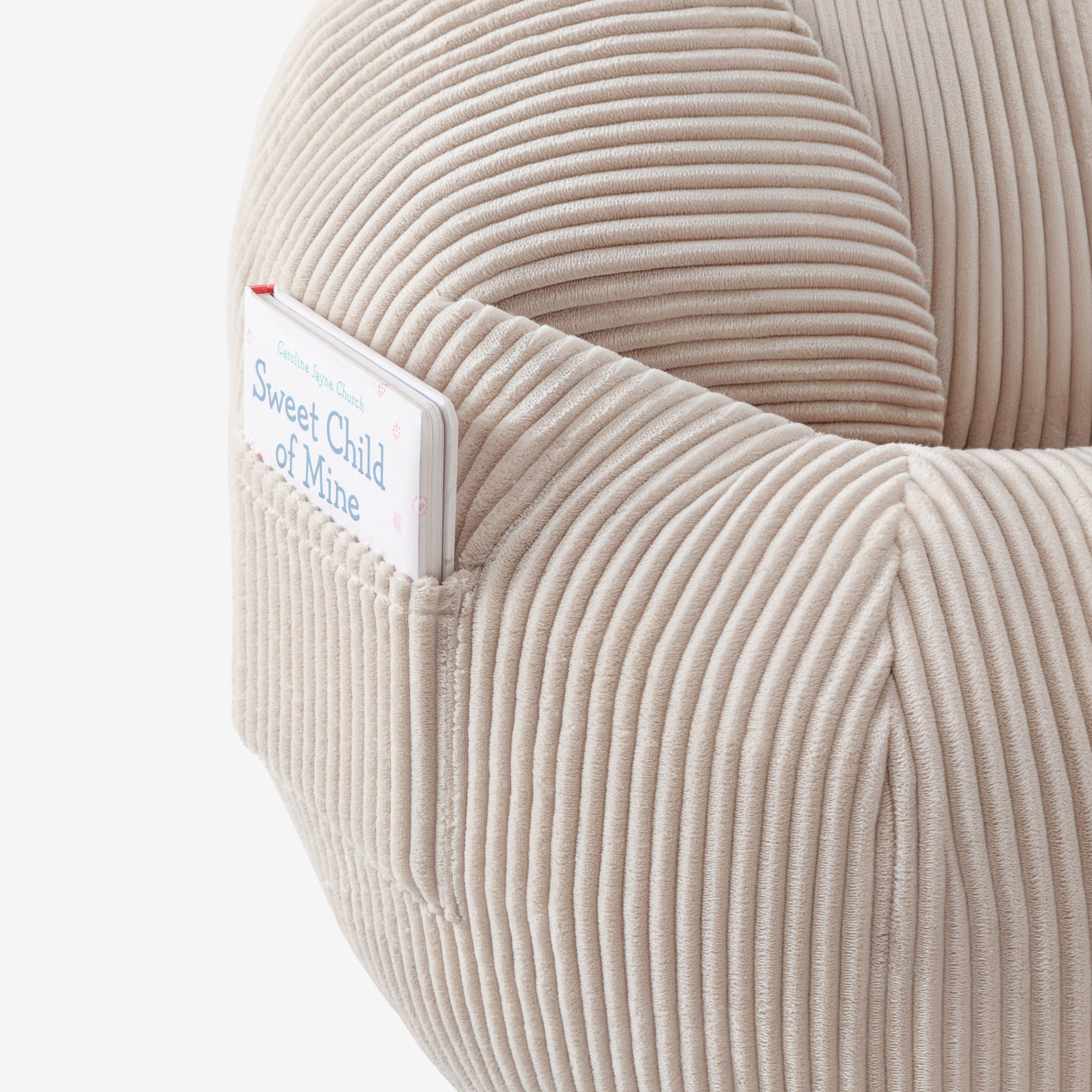 Poltrona-pouf in velluto a coste con poggiapiedi Mark Adler Comfy 3.0 Beige