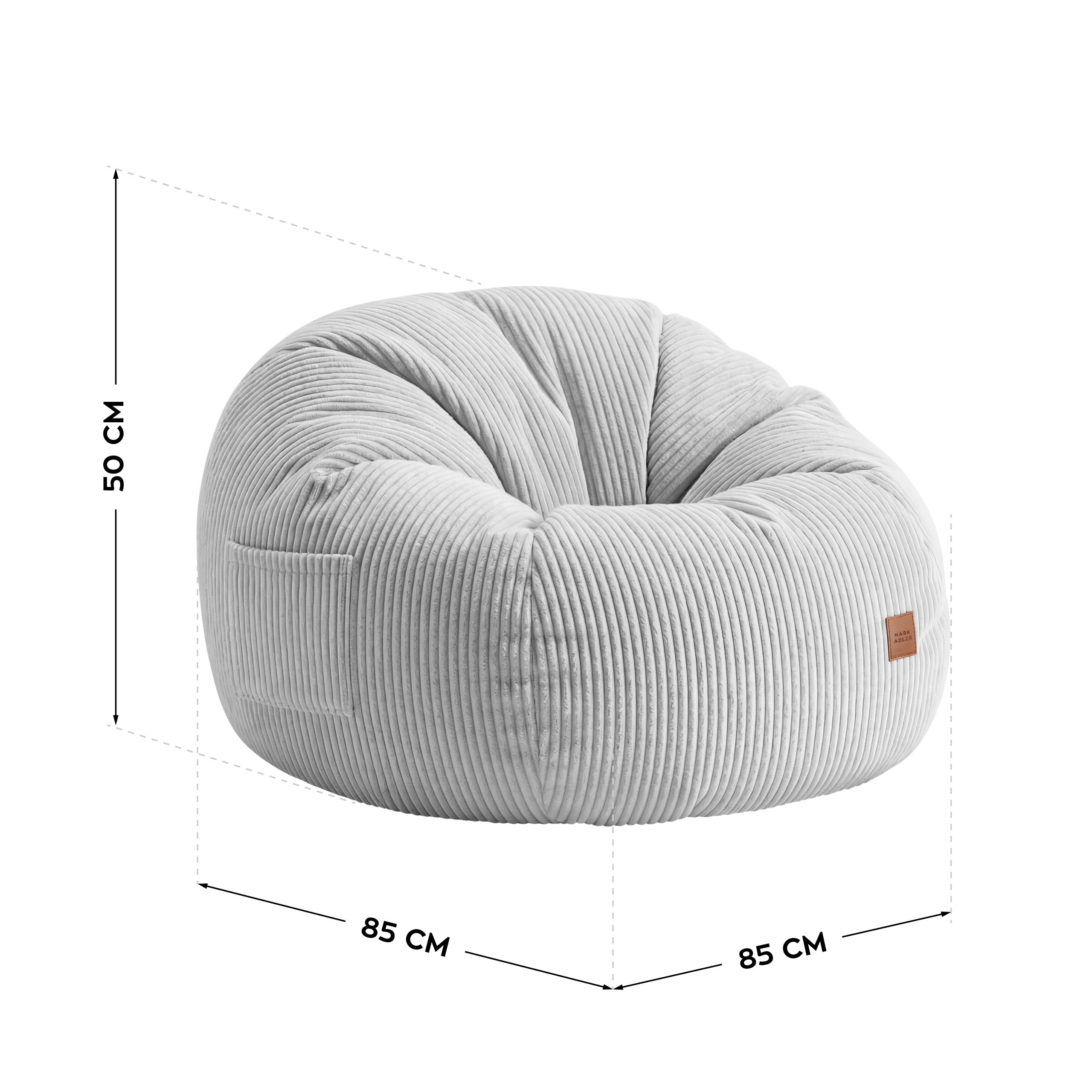 Poltrona-pouf in velluto a coste con poggiapiedi Mark Adler Comfy 3.0 Grey