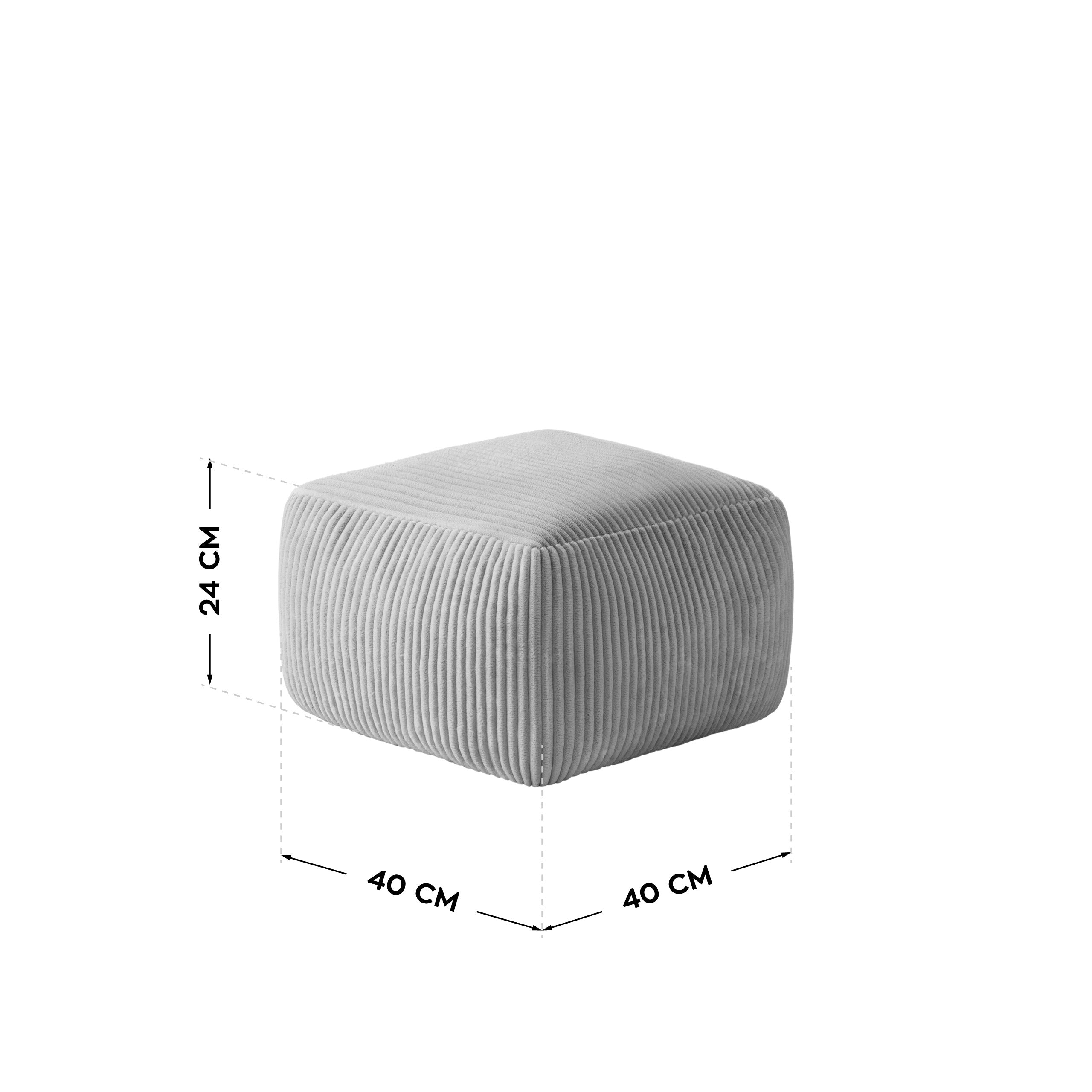 Poltrona-pouf in velluto a coste con poggiapiedi Mark Adler Comfy 3.0 Grey