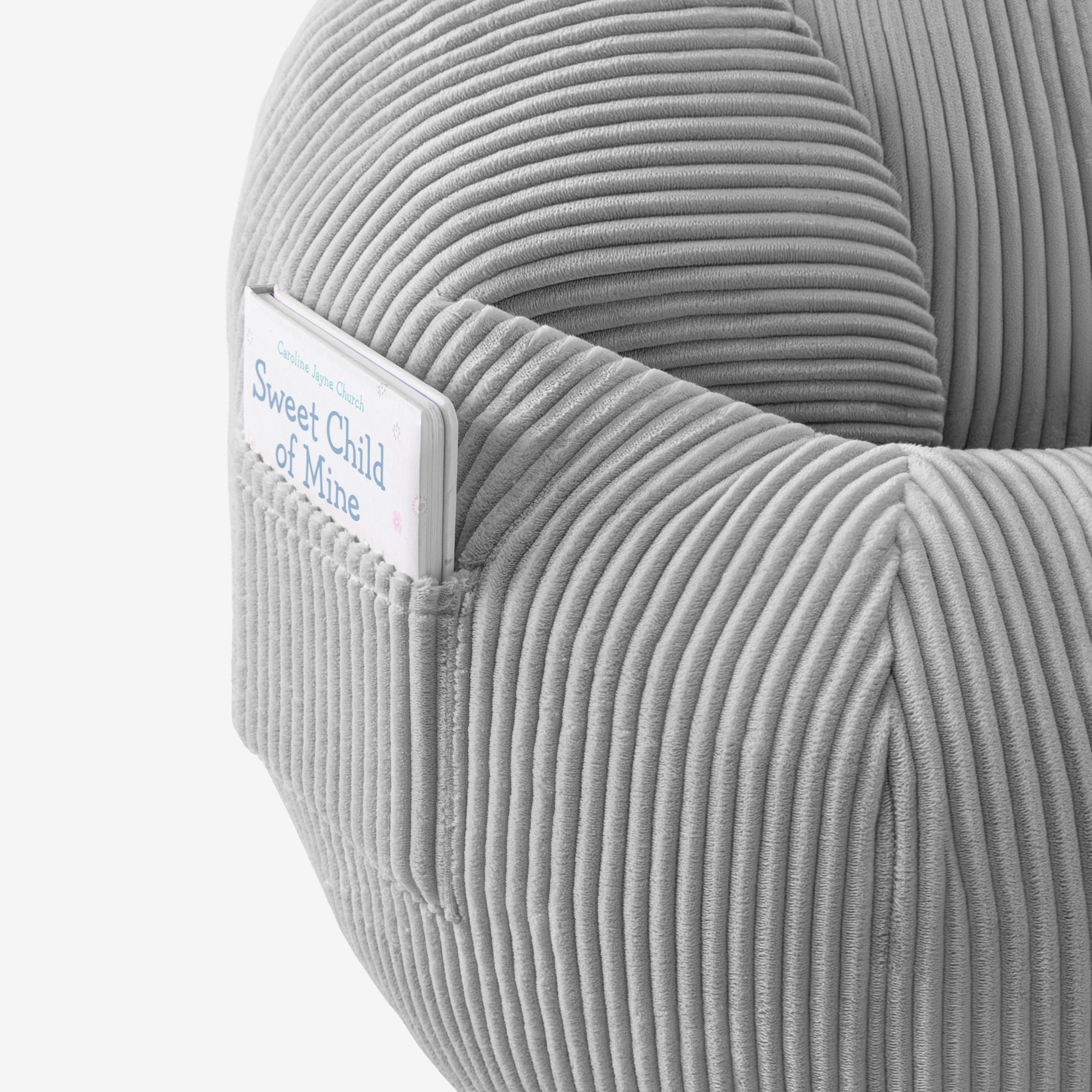 Poltrona-pouf in velluto a coste con poggiapiedi Mark Adler Comfy 3.0 Grey