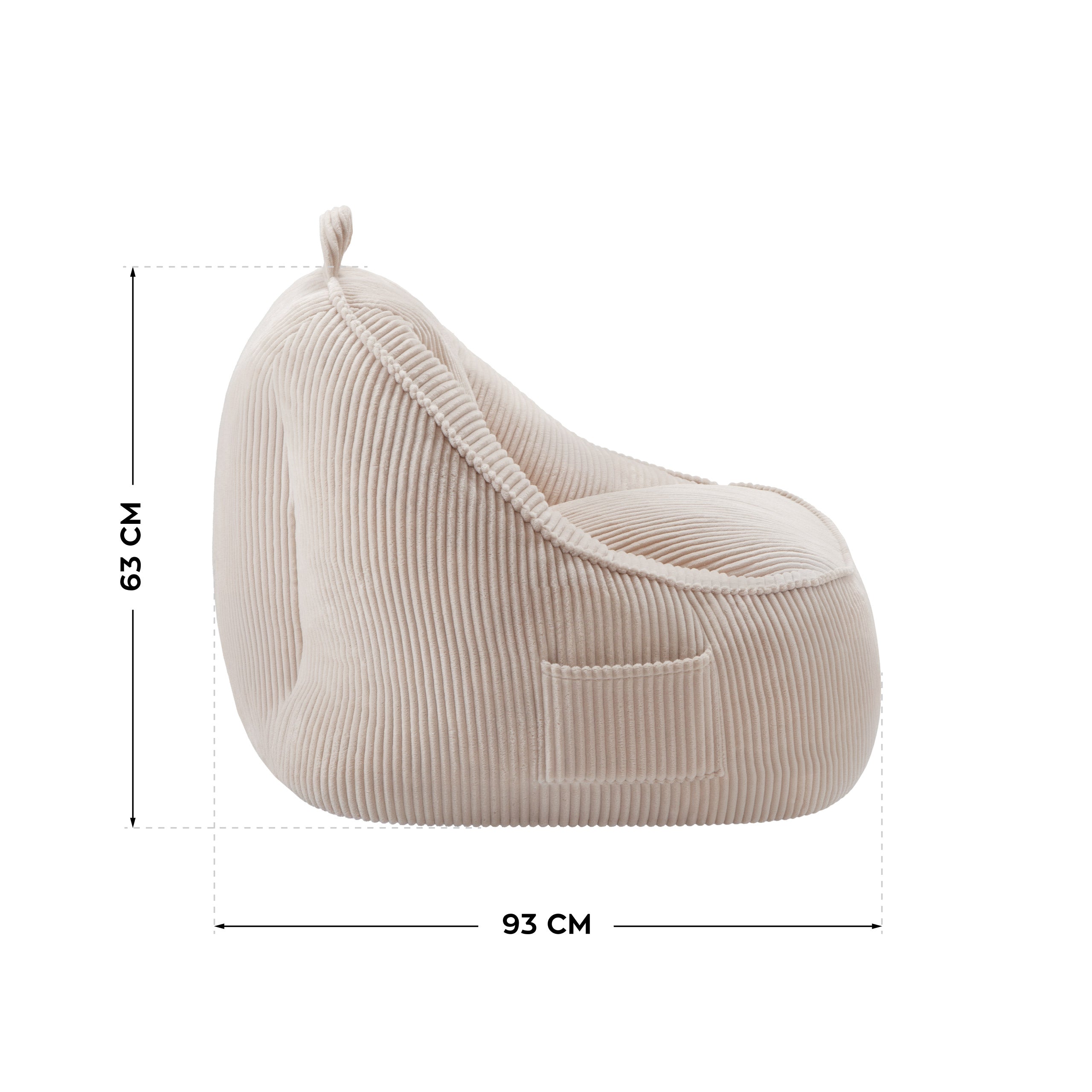 Poltrona-pouf con schienale in velluto a coste Mark Adler Comfy 4.0 Beige