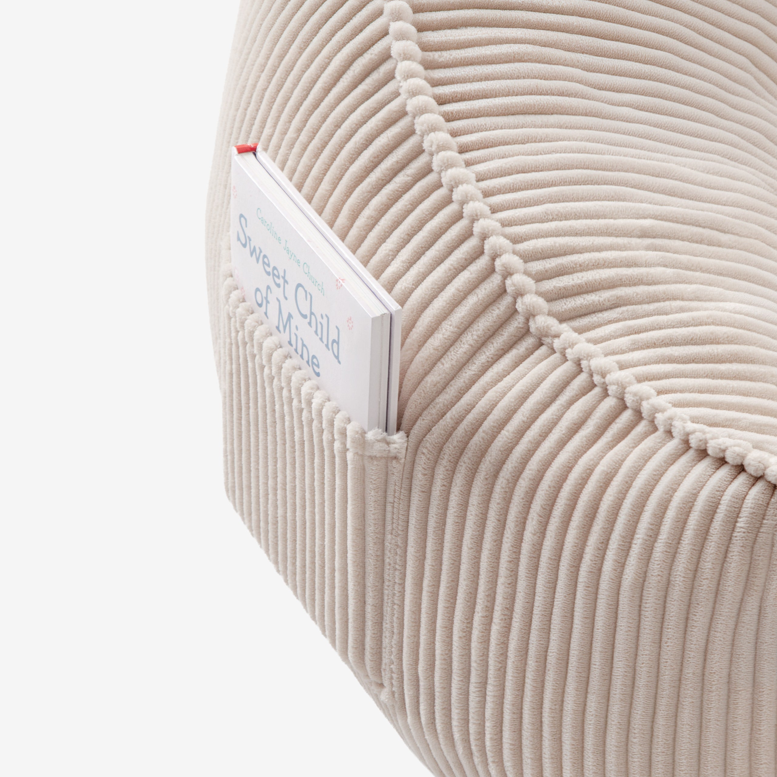 Poltrona-pouf con schienale in velluto a coste Mark Adler Comfy 4.0 Beige