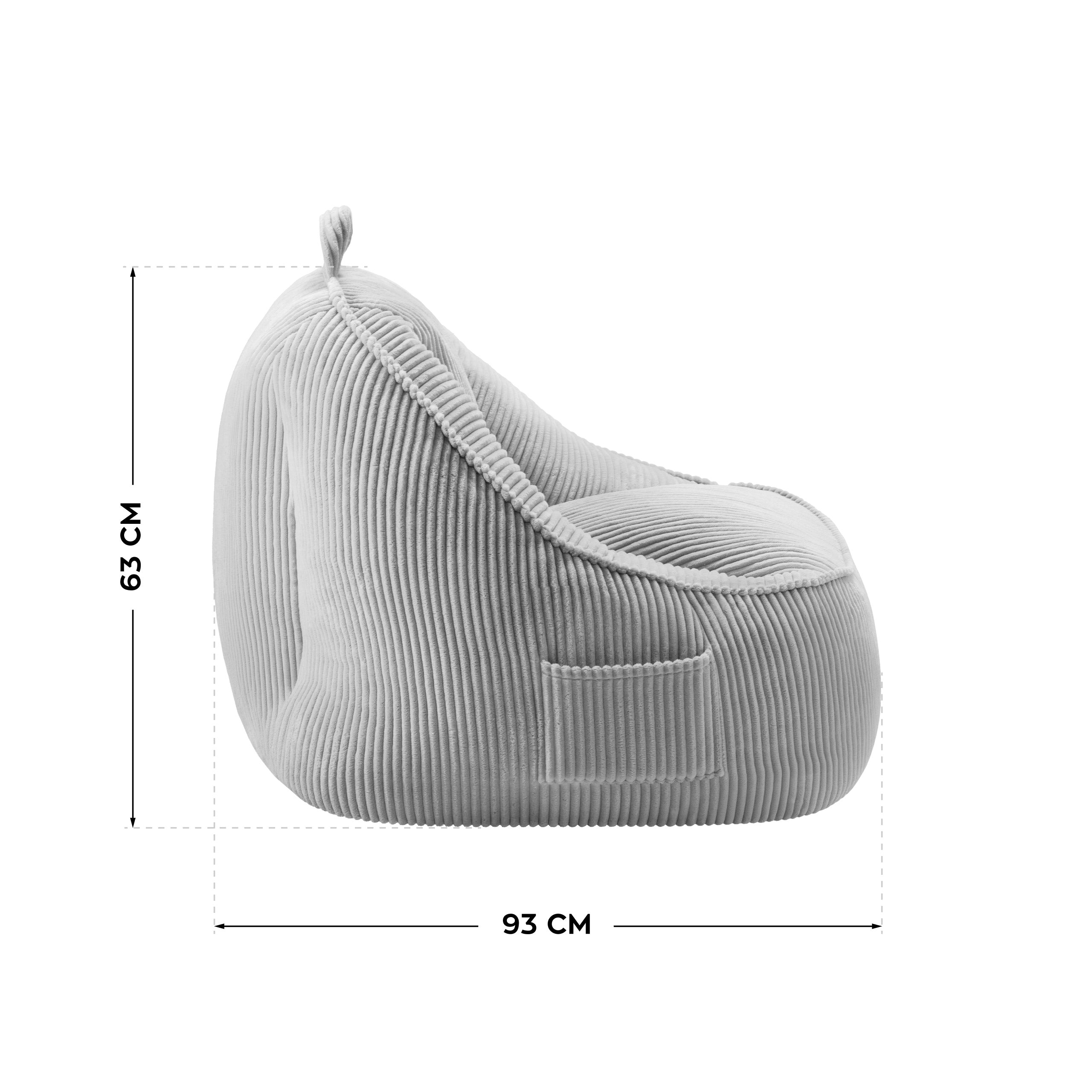 Poltrona pouf con schienale in velluto a coste Mark Adler Comfy 4.0 Grey