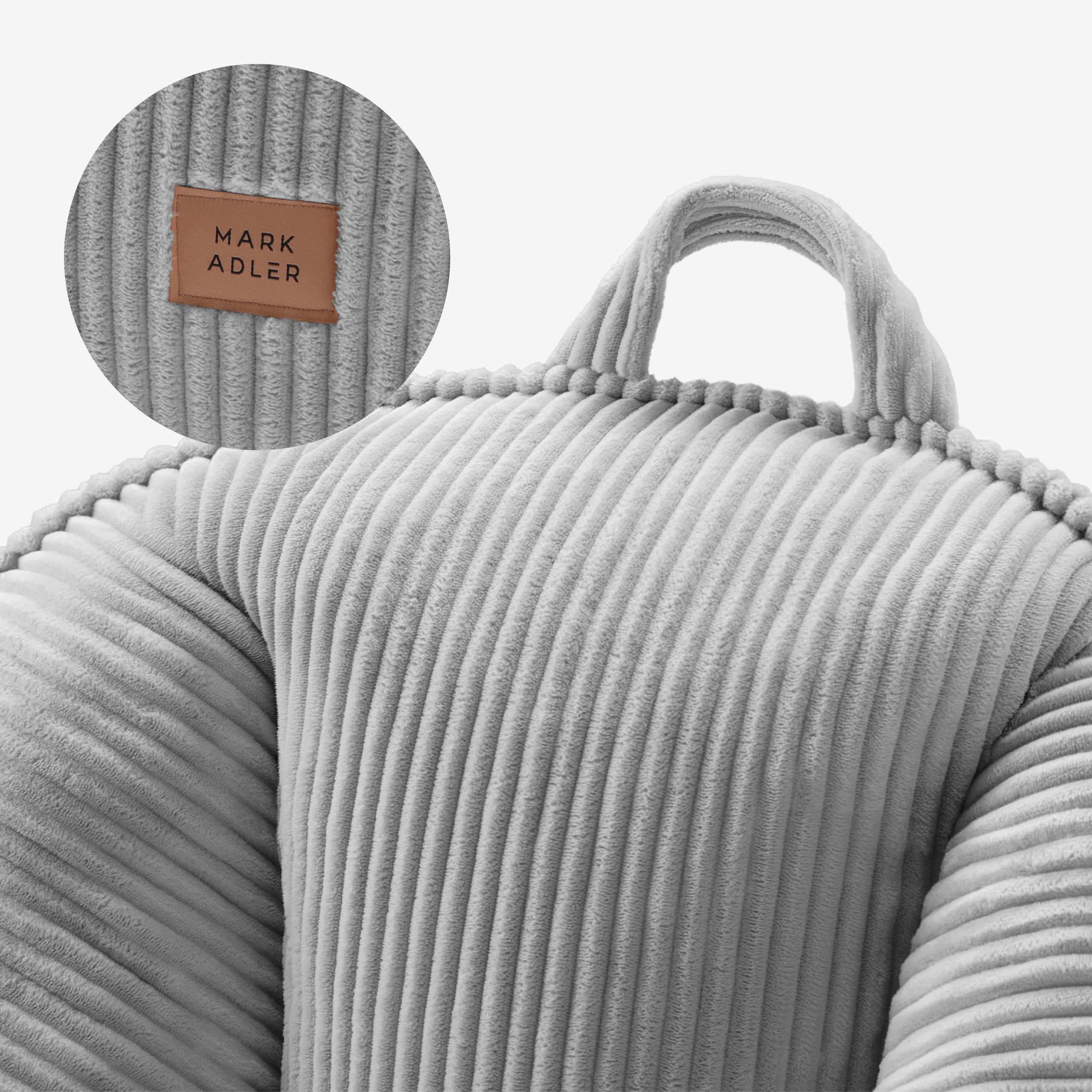 Poltrona pouf con schienale in velluto a coste Mark Adler Comfy 4.0 Grey