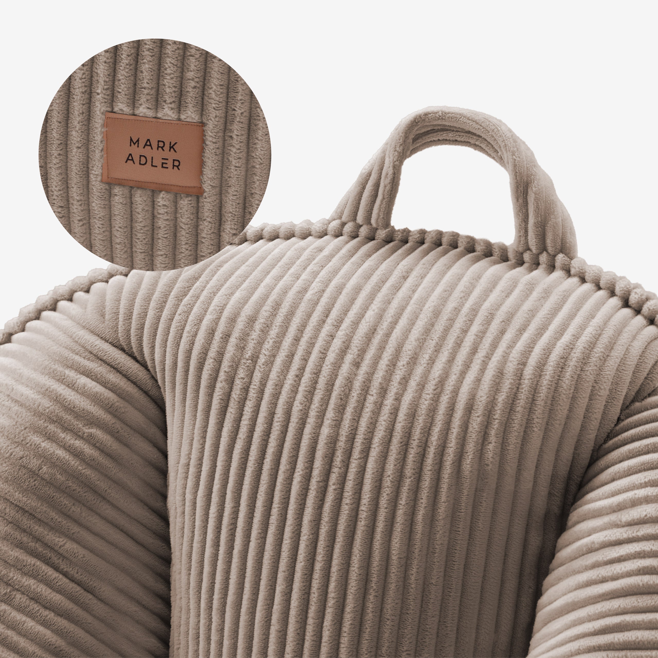 Poltrona pouf con schienale in velluto a coste Mark Adler Comfy 4.0 Taupe