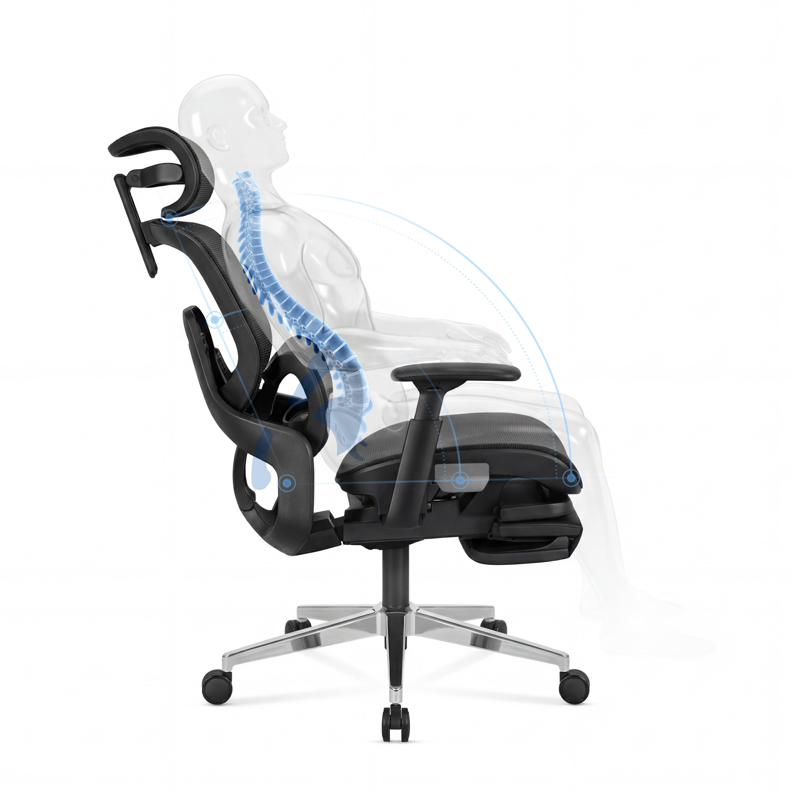 Poltrona ergonomica con poggiapiedi Mark Adler Expert 9.3 Black