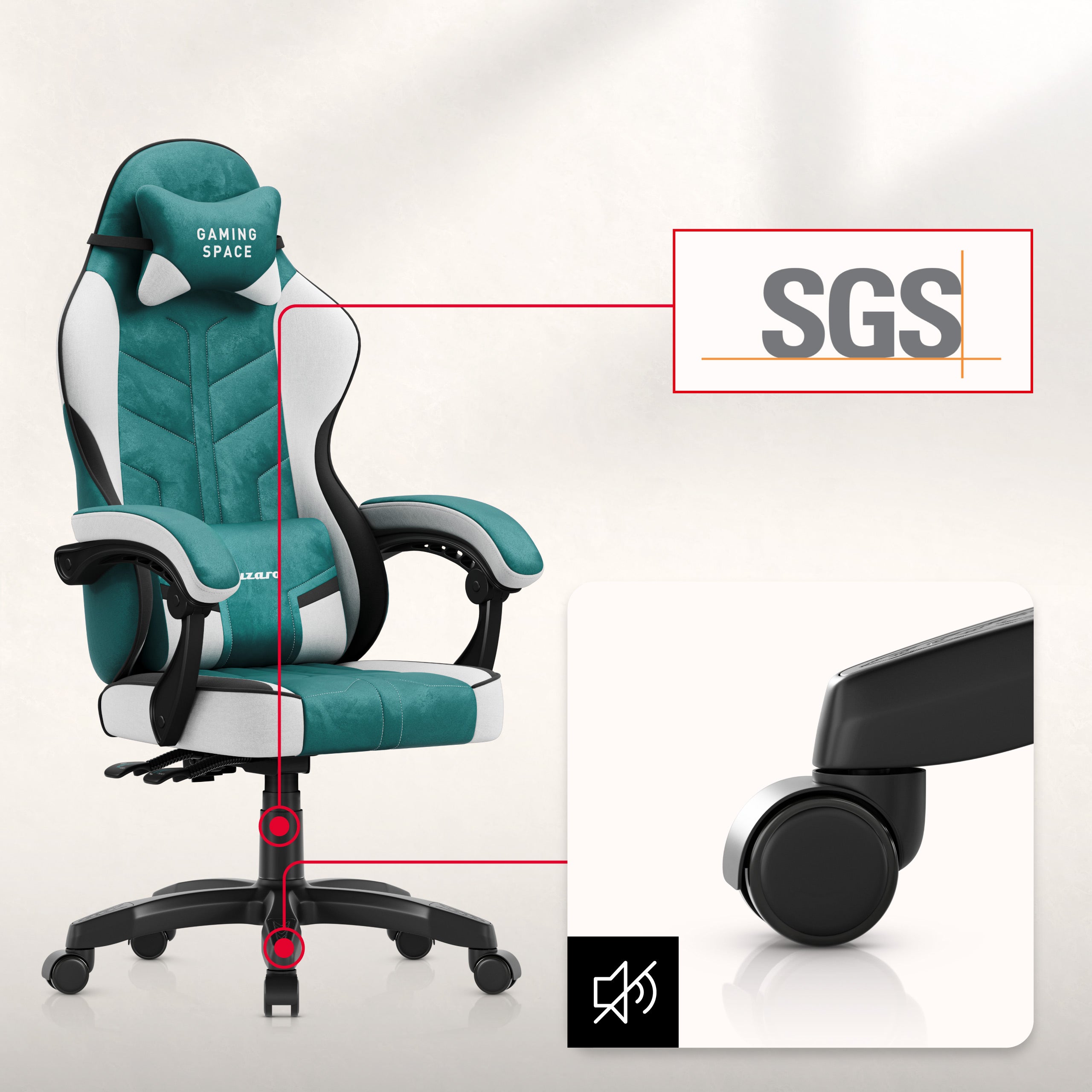 Poltrona da gaming in velluto Huzaro Force 2.7 Green