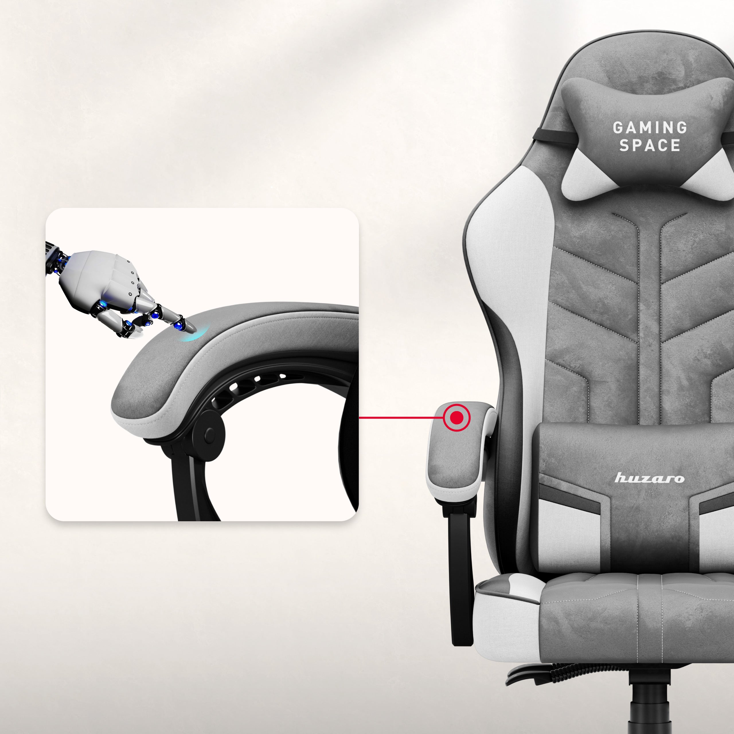 Poltrona da gaming in velluto Huzaro Force 2.7 Grey