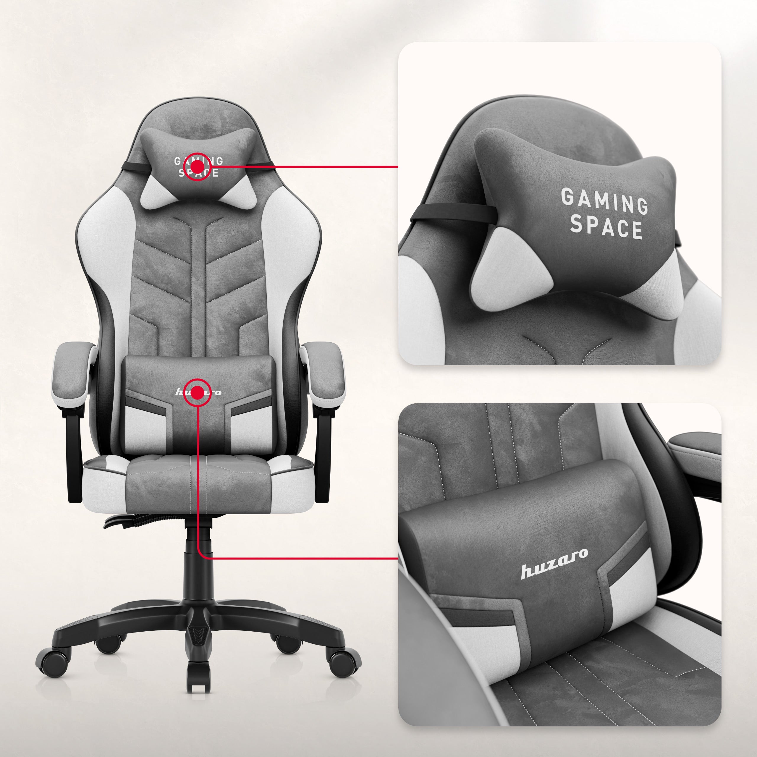 Poltrona da gaming in velluto Huzaro Force 2.7 Grey