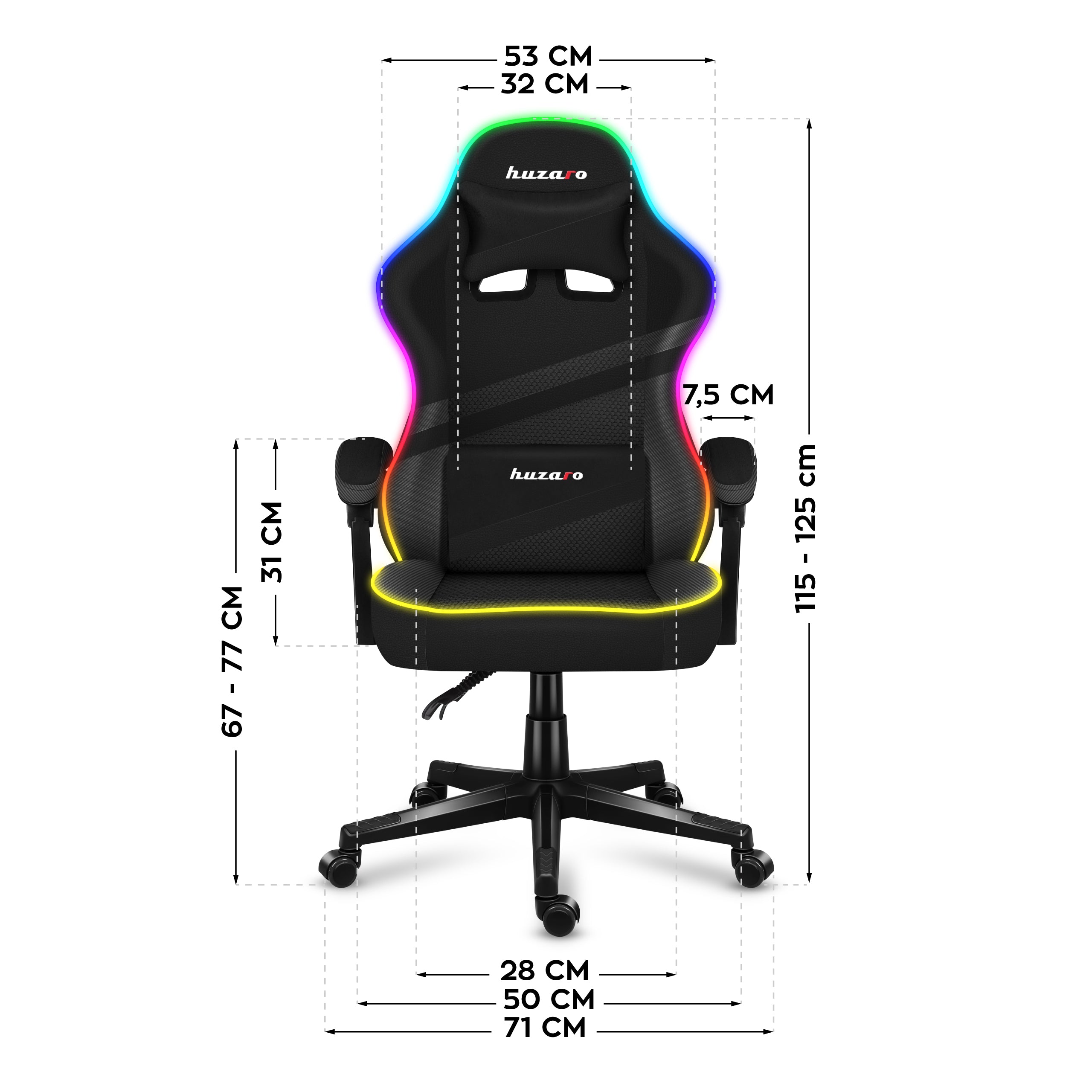 Poltrona da gaming Huzaro FORCE 4.4 RGB Black Mesh