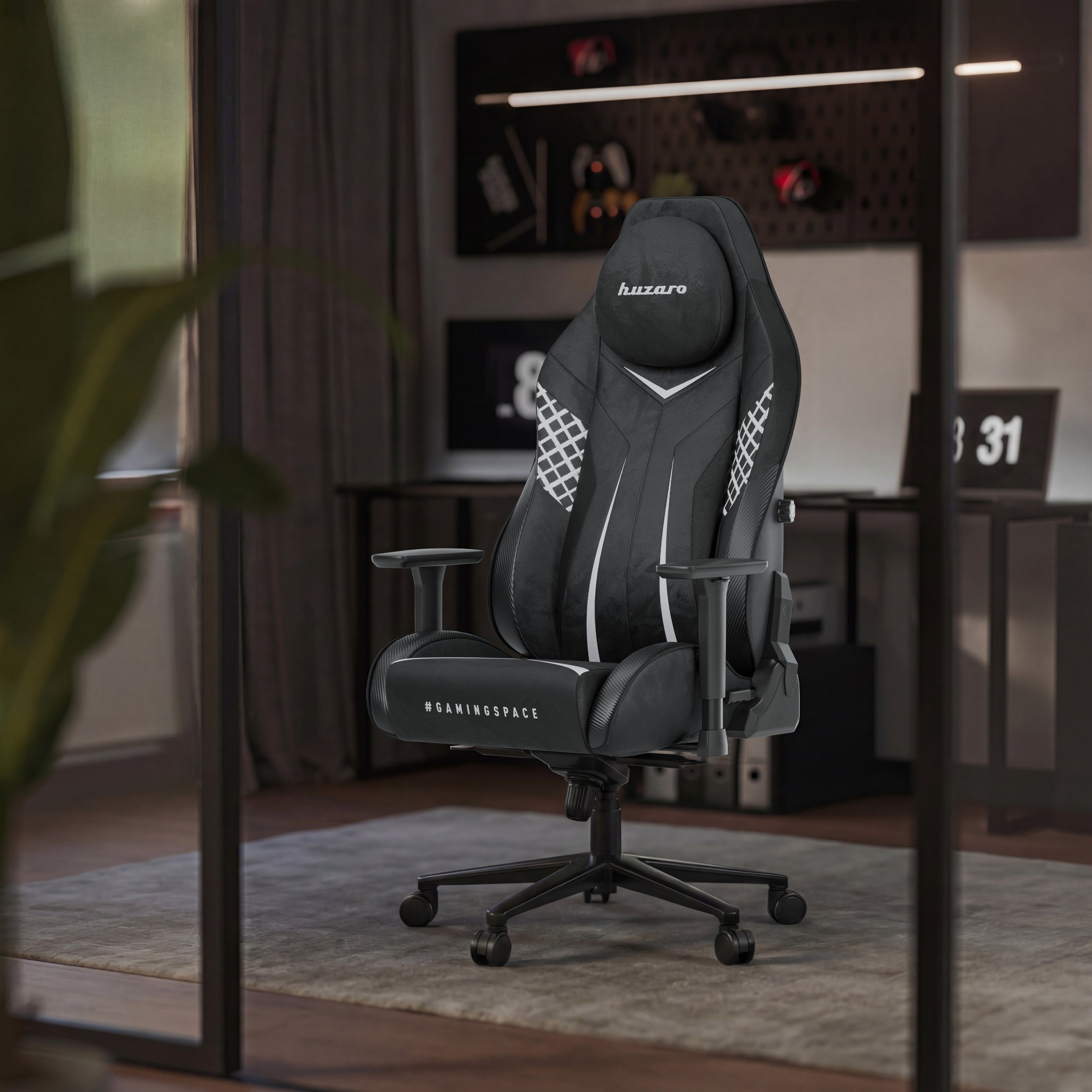 Poltrona da gaming in pelle scamosciata Huzaro Force 8.3 Carbon Black