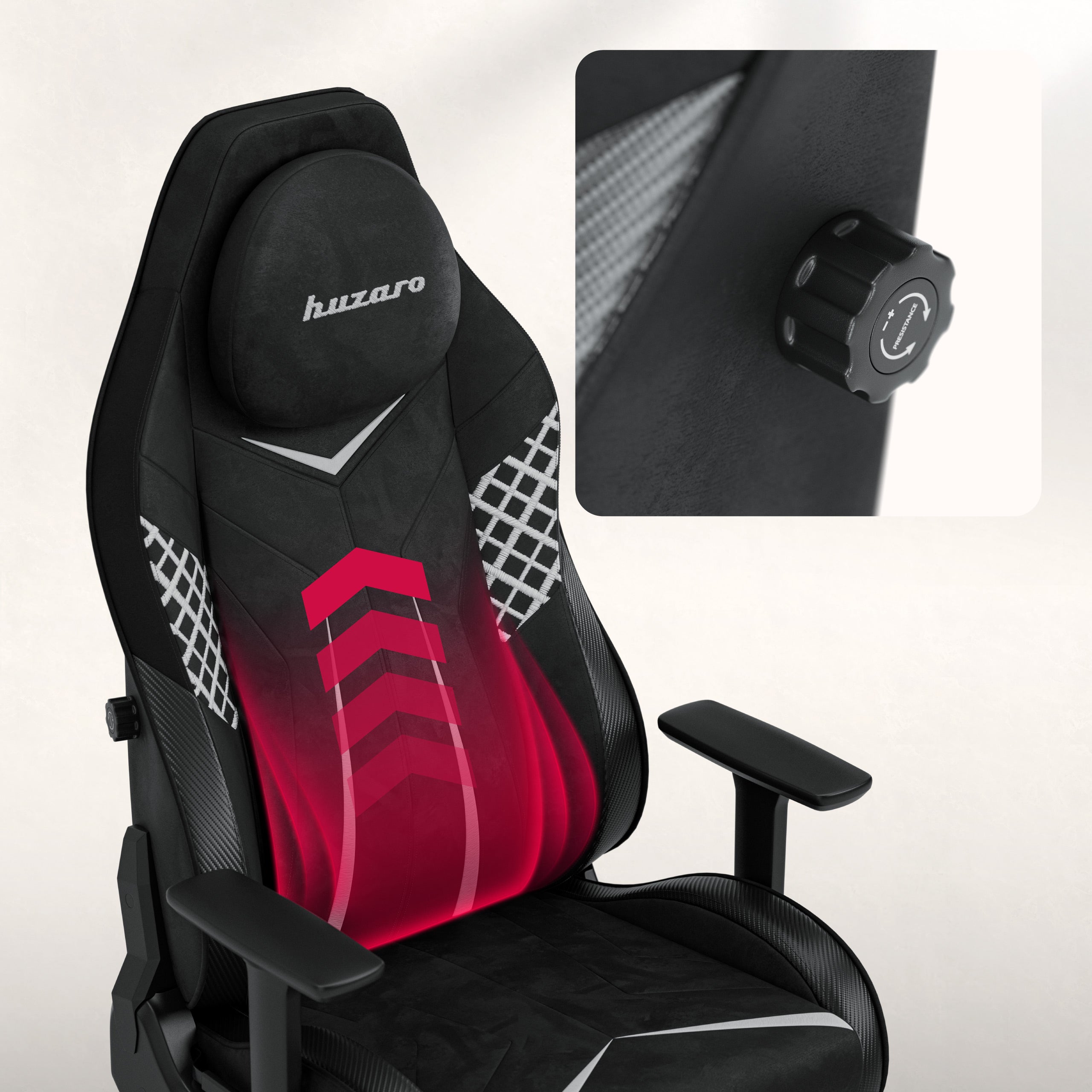 Poltrona da gaming in pelle scamosciata Huzaro Force 8.3 Carbon Black