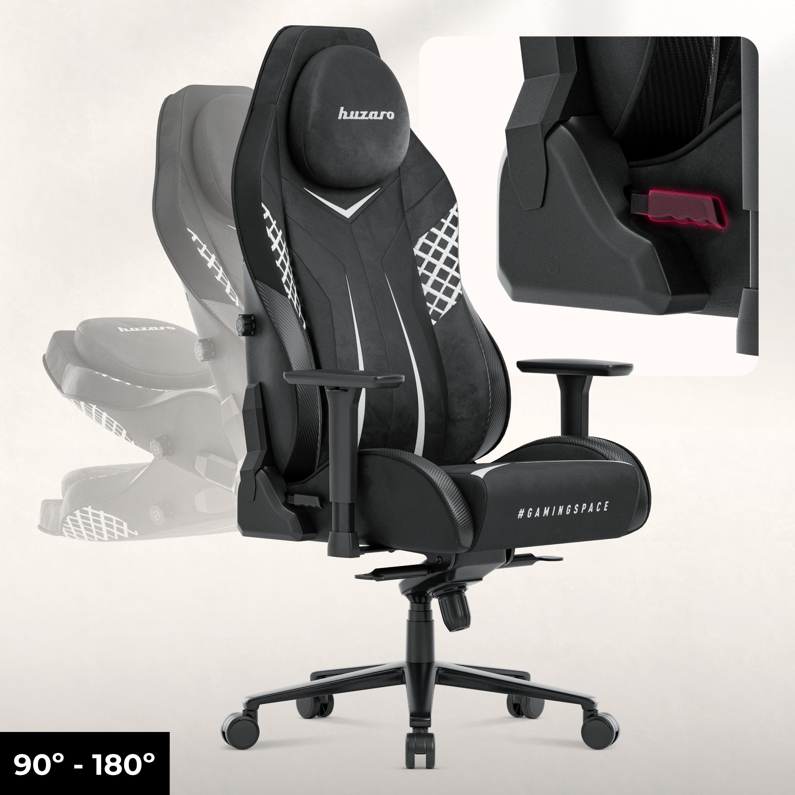 Poltrona da gaming in pelle scamosciata Huzaro Force 8.3 Carbon Black
