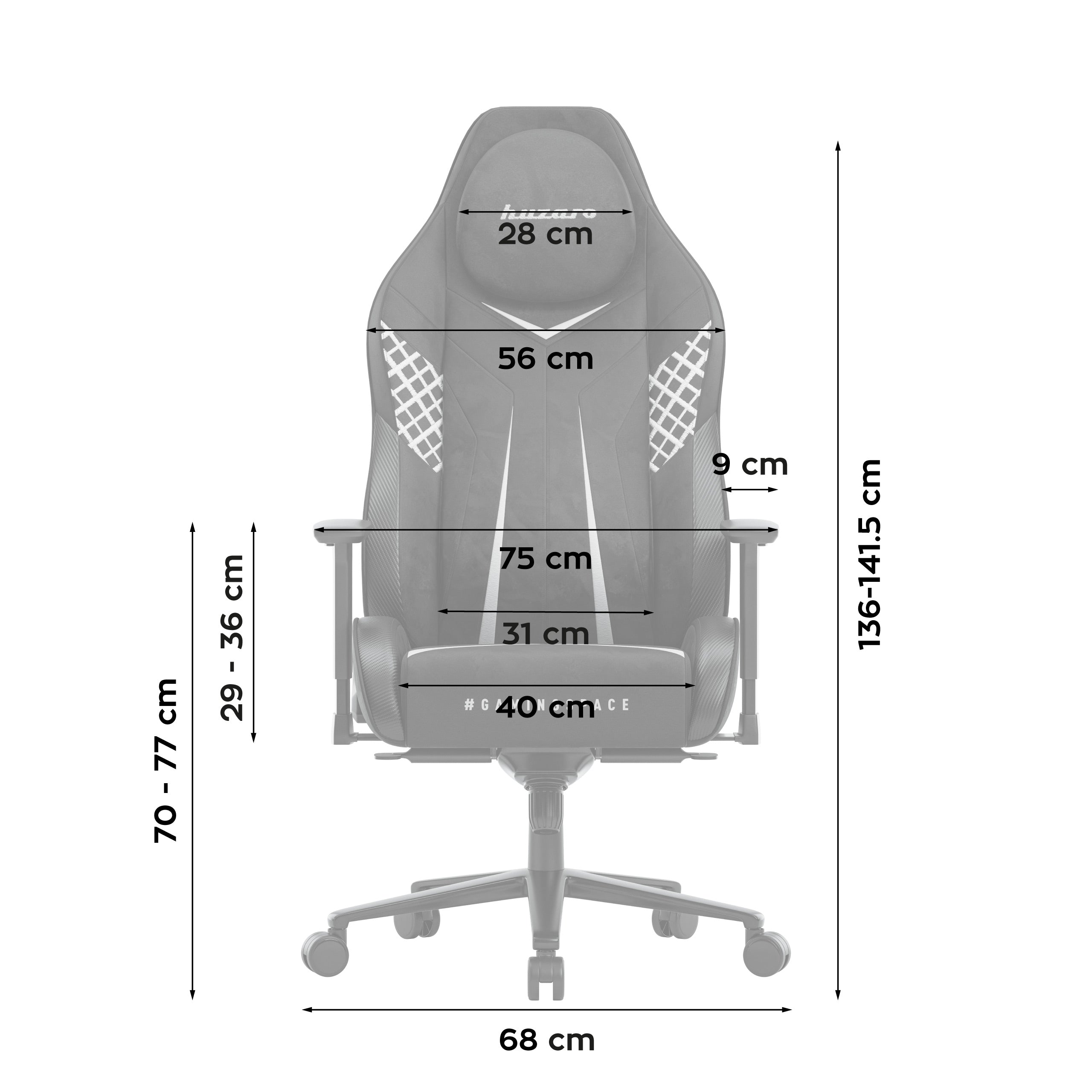 Poltrona da gaming in pelle scamosciata Huzaro Force 8.3 Carbon Black
