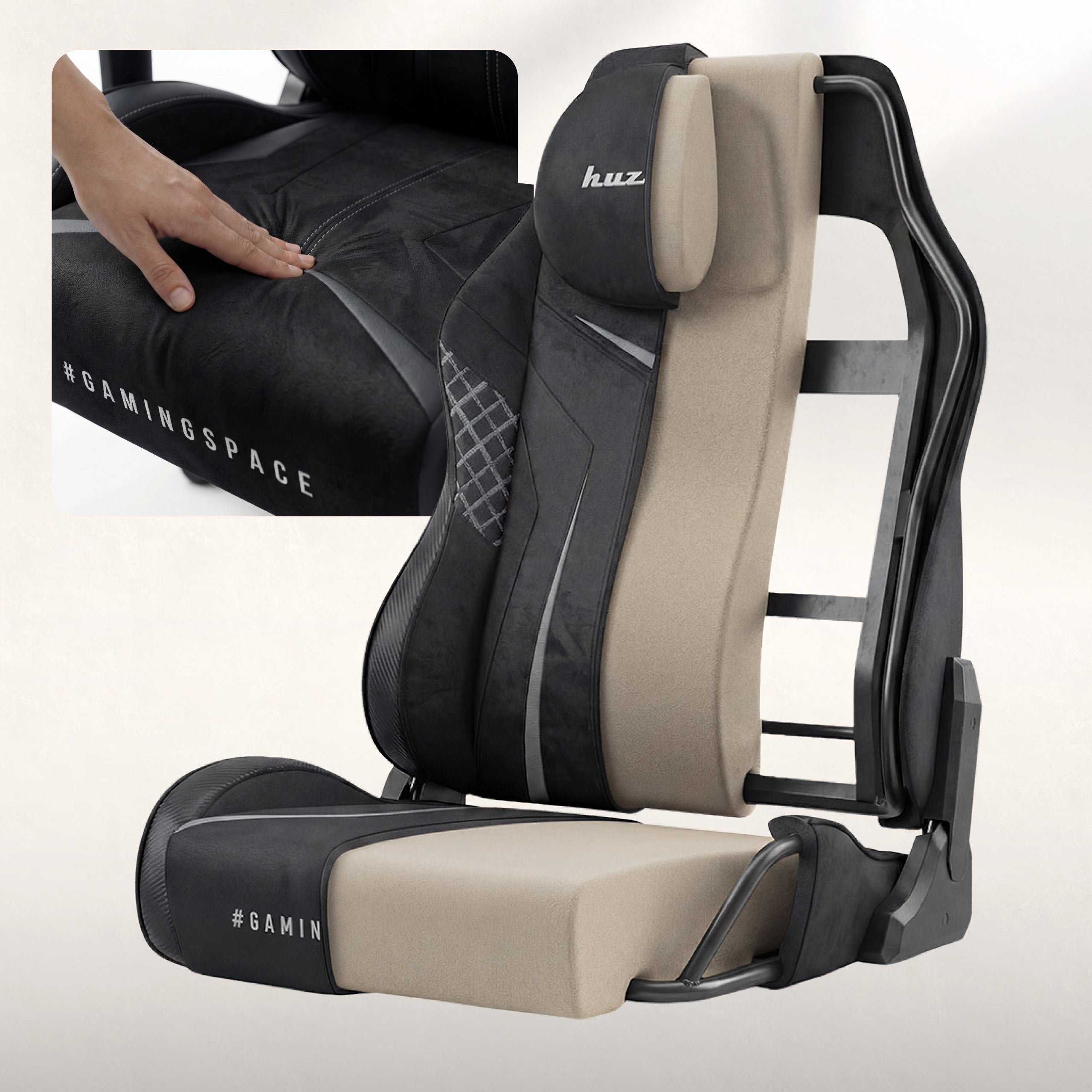 Poltrona da gaming in pelle scamosciata Huzaro Force 8.3 Carbon Black